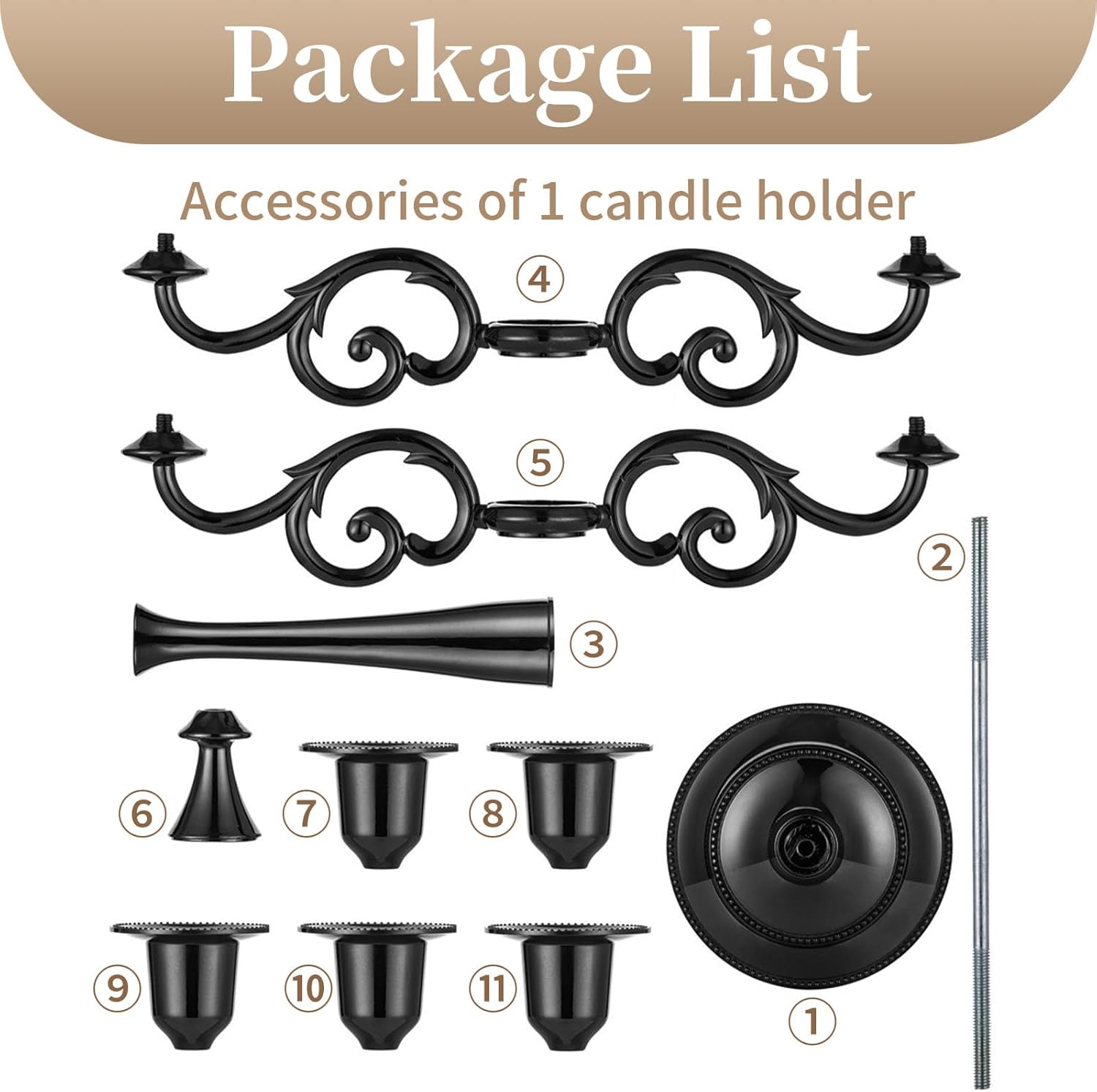 Sziqiqi Candelabro de Halloween – Portavelas de 5 brazos, soportes para velas cónicas para velas cónicas a la luz de las velas, cena, fiesta, boda,