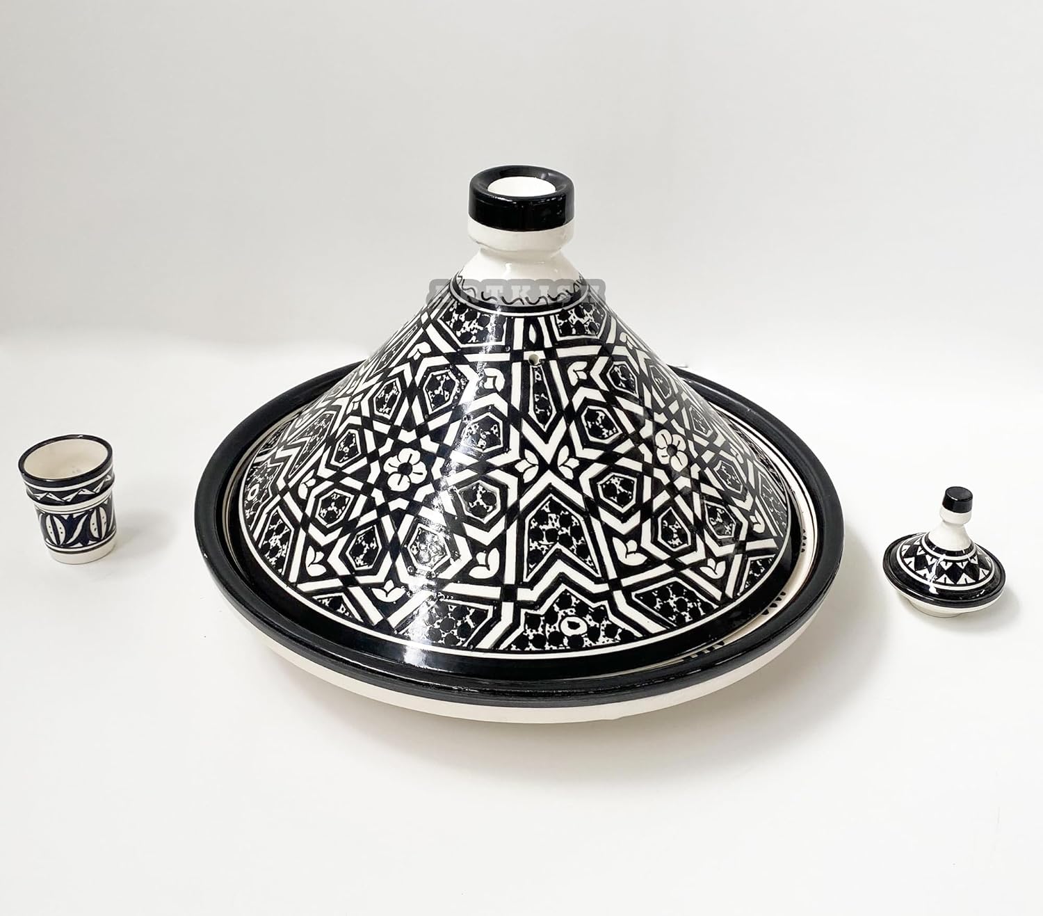 Handmade Moroccan Ceramic Tagine Cooking Pot – Artisan Hand Painted Clay Cookware – Large Tajin for Serving and Cooking  Pottery Dishware Perfect