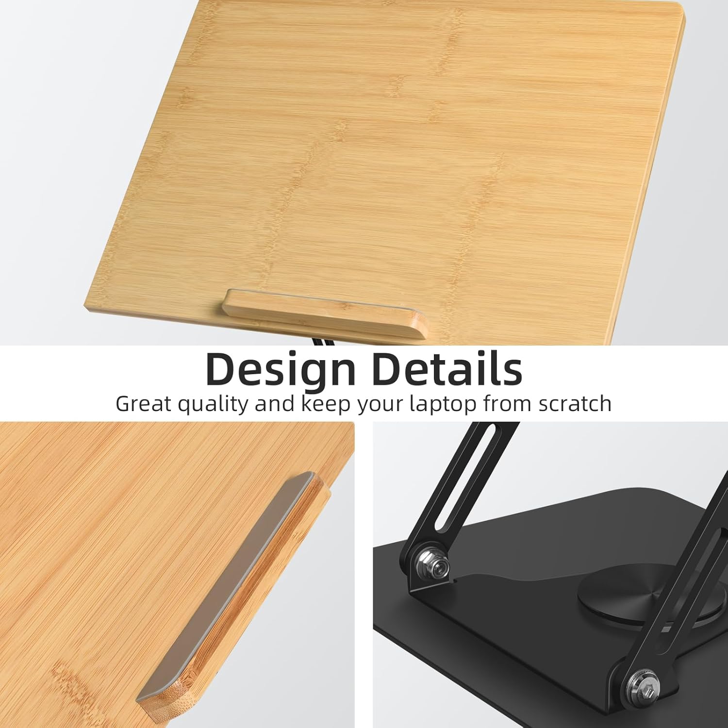 wishacc Soporte para computadora portátil para escritorio, soporte de computadora ajustable con base giratoria de 360, elevador ergonómico para