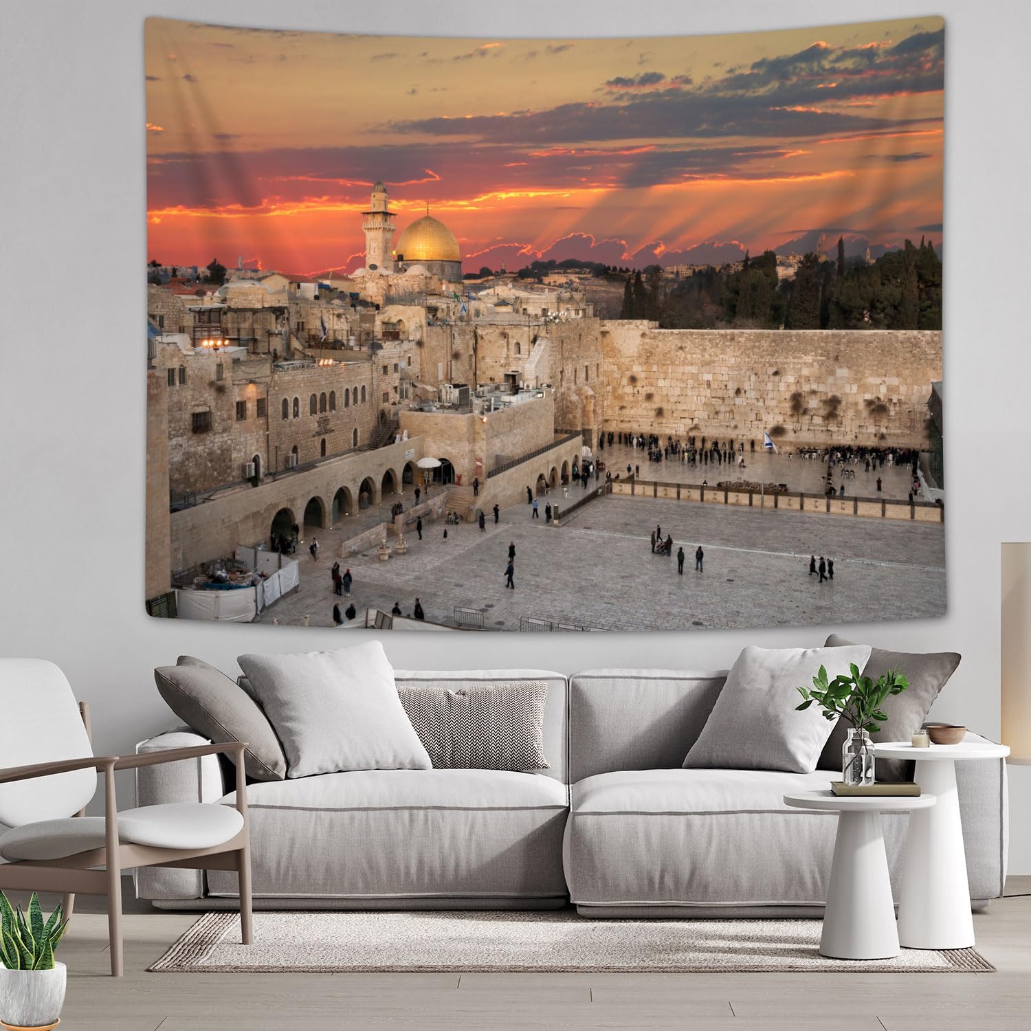 Tapiz de pared occidental de la ciudad de Jerusalén, decoración de Kotel Sukkah, tapices de pared de lamentación occidental para dormitorio,