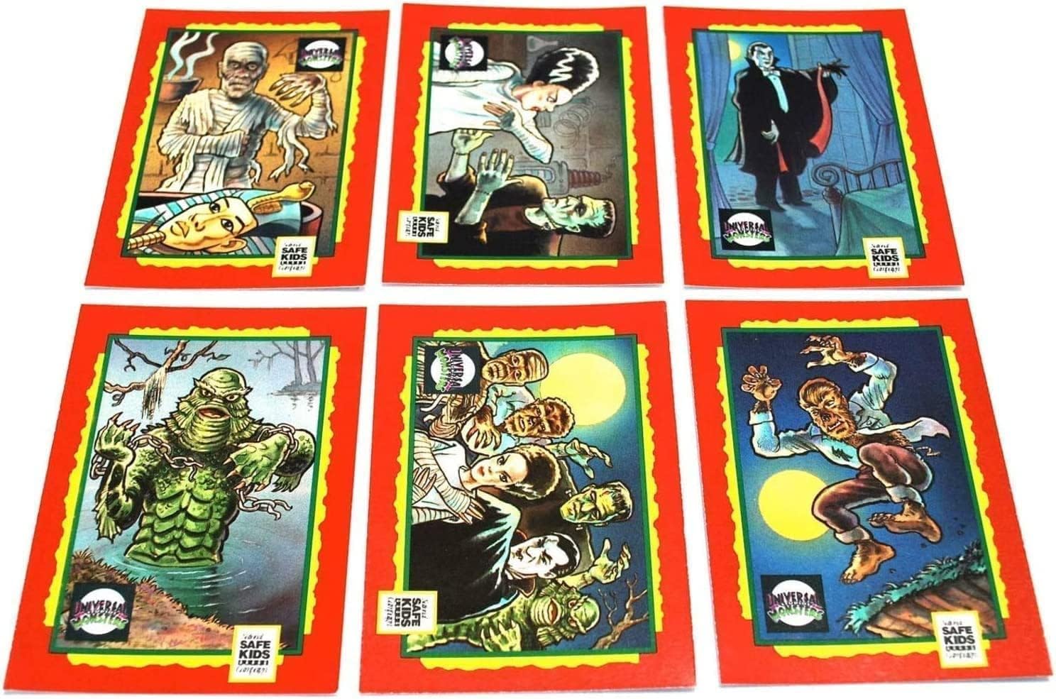 Paquete de monstruos terroristas, caja clásica universal de figuras de terror, paquete de personajes de palabras de Mash + tarjetas coleccionables