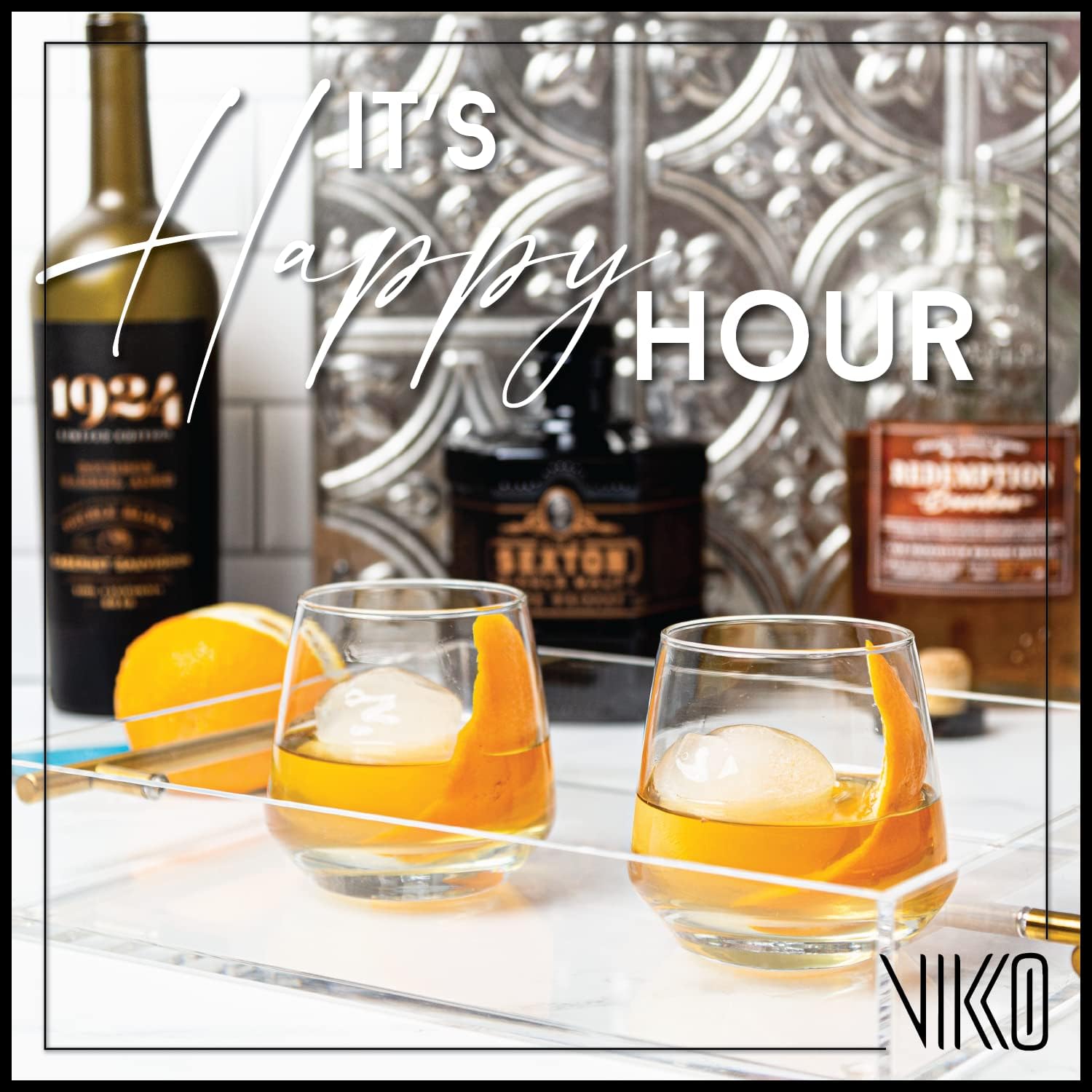 Vikko Juego de 4 vasos de whisky Old Fashioned de 11.75 onzas, vasos de whisky escocés de alta calidad, aptos para lavavajillas