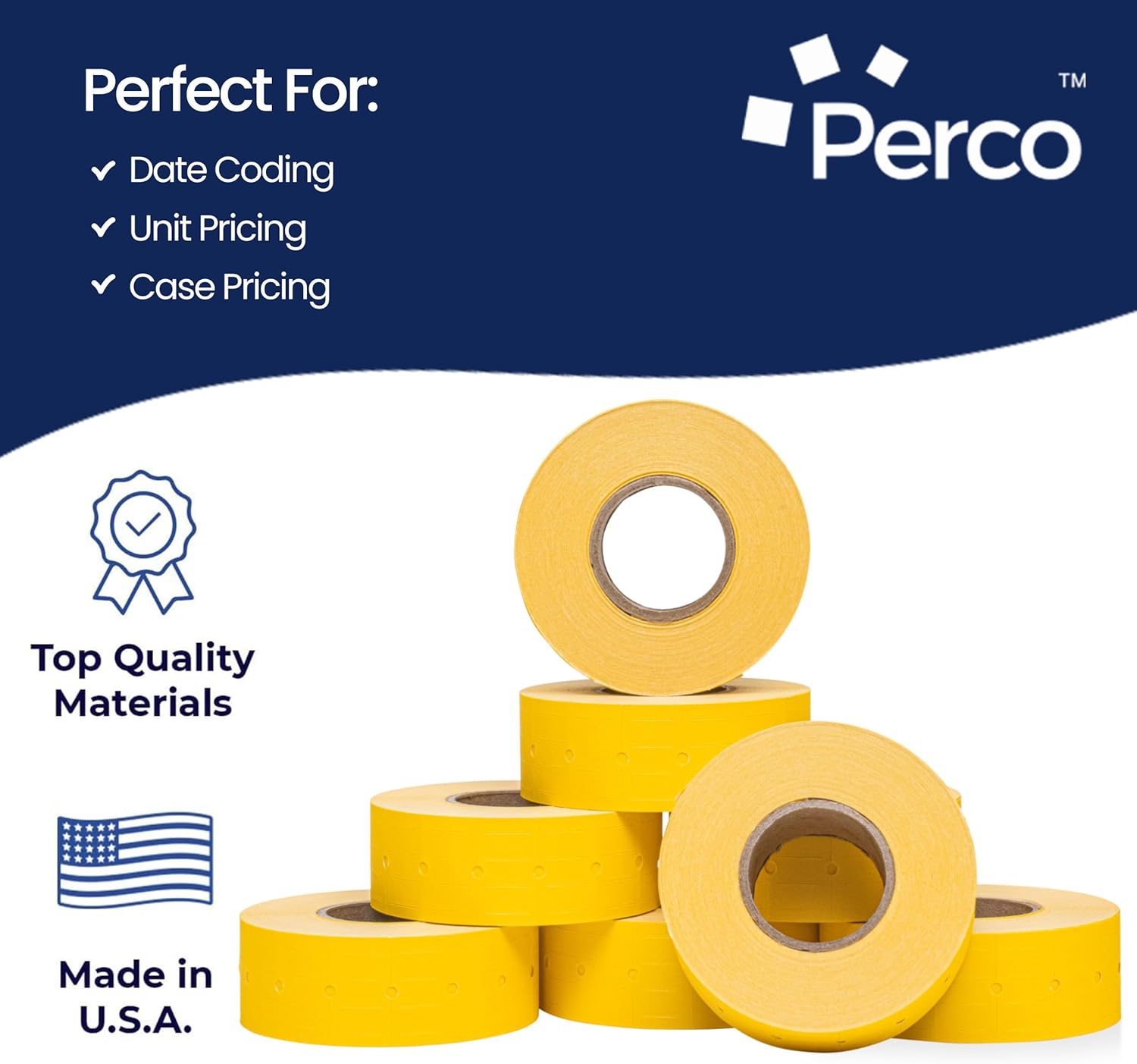 Perco Etiquetas amarillas de 1 línea  4 mangas, 32,000 etiquetas de precios en blanco para pistolas de precio y fecha de 1 línea Perco