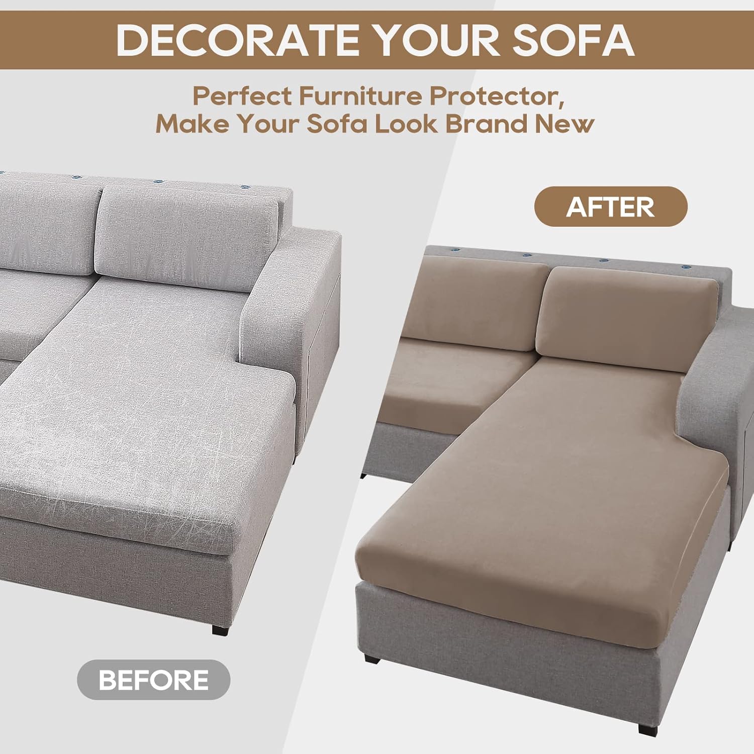 NeColorLife Funda de terciopelo para sofá modular, fundas universales para sofá, funda gruesa para sofá con banda elástica para sofá seccional