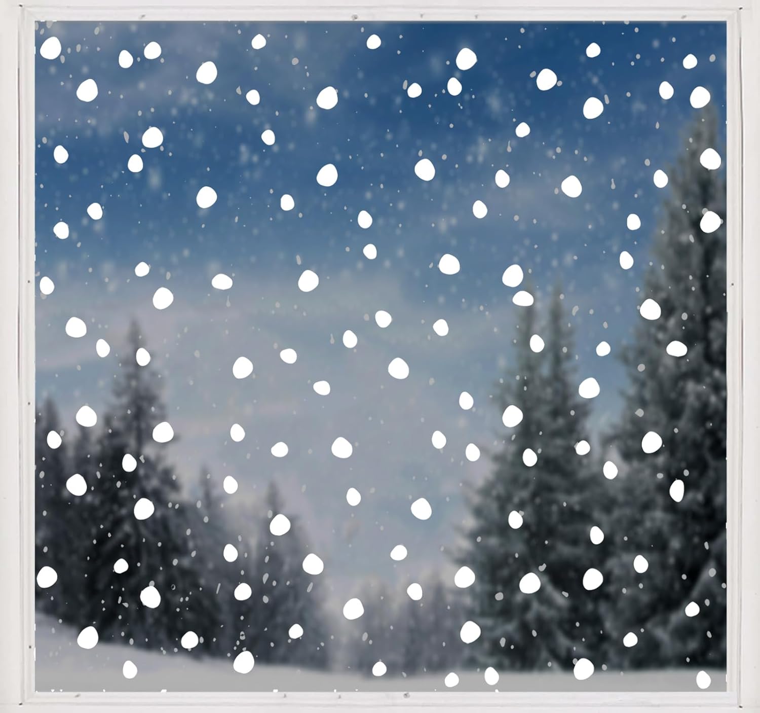 AnyDesign – 214 calcomanías de ventana de Navidad de doble cara blanca de Navidad irregulares para ventana, calcomanías de ventana de vacaciones de