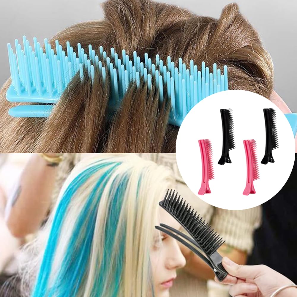 4 pinzas para el cabello de seccionamiento profesional, pinzas de corte de pelo, pinzas antideslizantes para el cabello, peine para peluquería