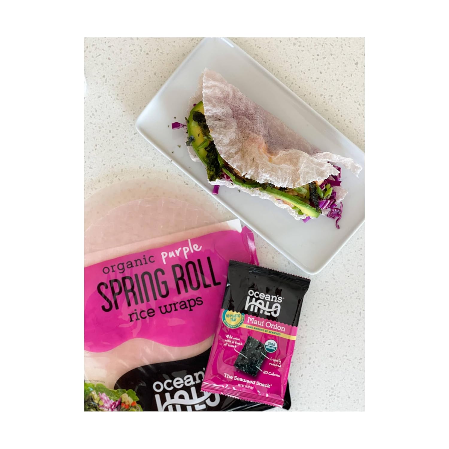 OCEANS HALO – Rollo de primavera orgánico de arroz morado, 4.2 onzas