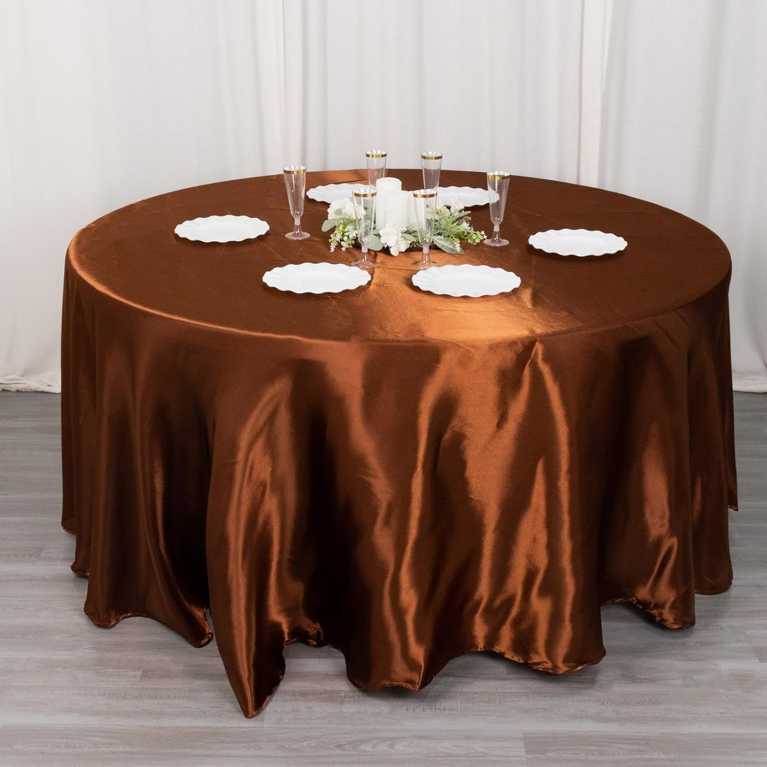 Efavormart – Mantel redondo de satén de 120 pulgadas para cocina, comedor, catering, boda, fiesta de cumpleaños, eventos