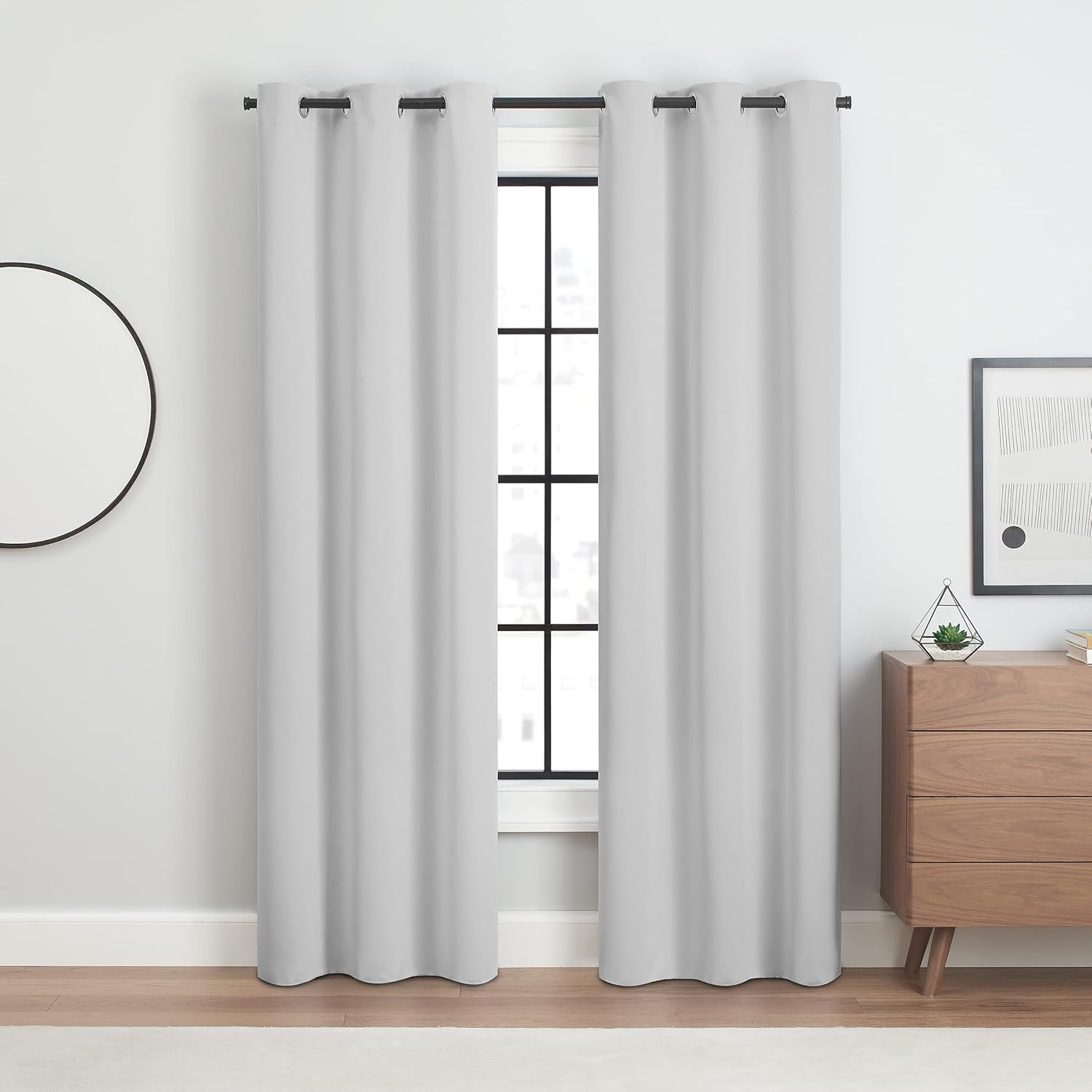 ECLIPSE Andover cortinas blackout, térmicas y sólidas de triple tejido, con ojales, para dormitorio (2paneles), 42pulgadas x 54pulgadas, blanco