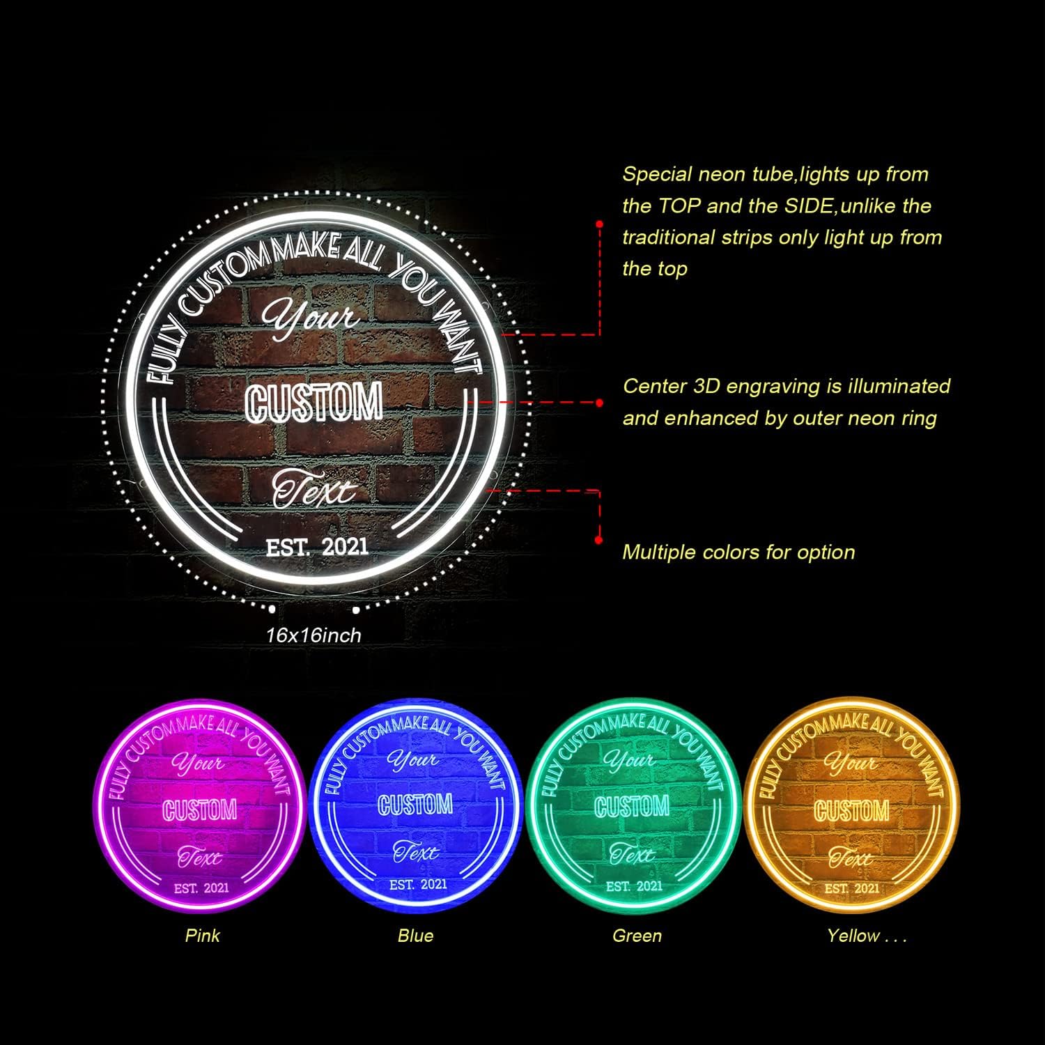 NOXTROND Letrero de neón personalizado, letrero LED personalizado con nombre, logotipo, decoración de pared alimentada por USB, para el hogar,