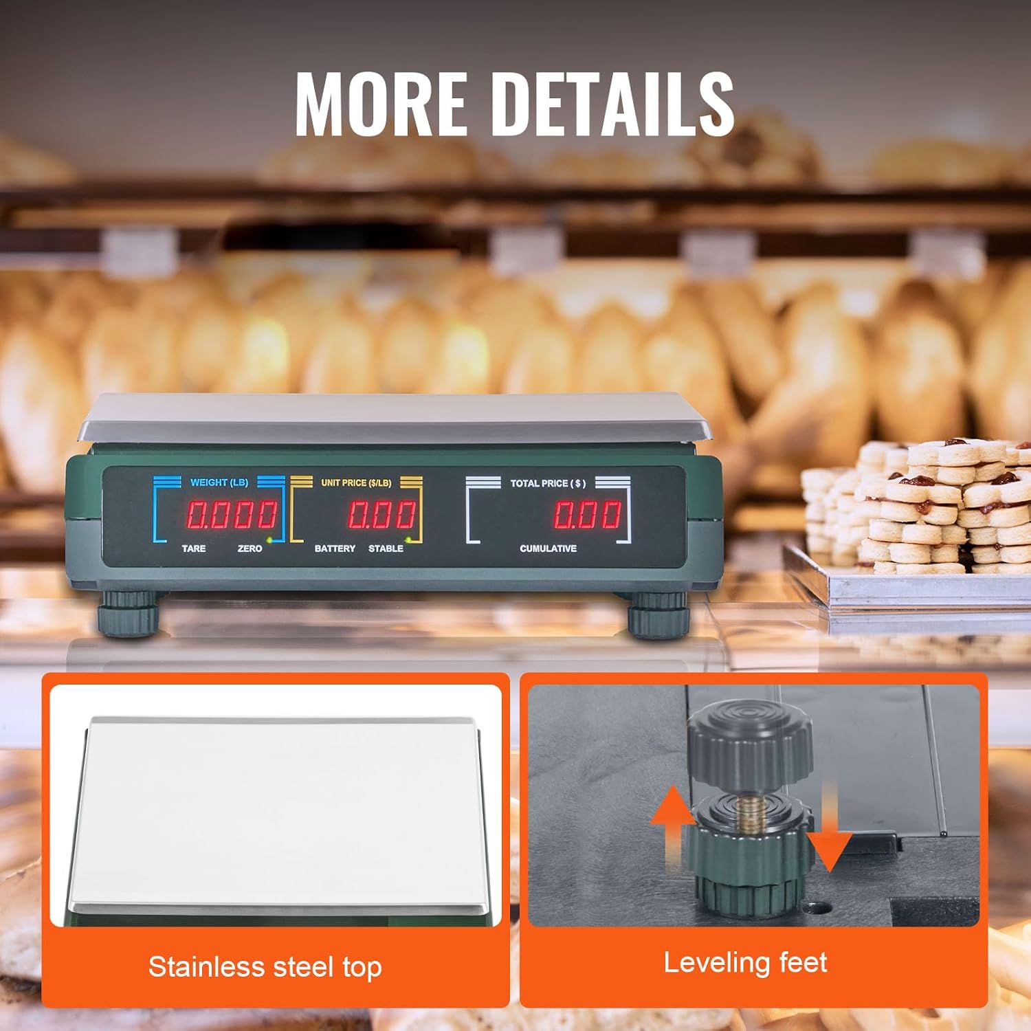 VEVOR Báscula electrónica de computación de precios, básculas digitales de 66 libras, LED digital comercial, alimentos, frutas, carne, conteo de