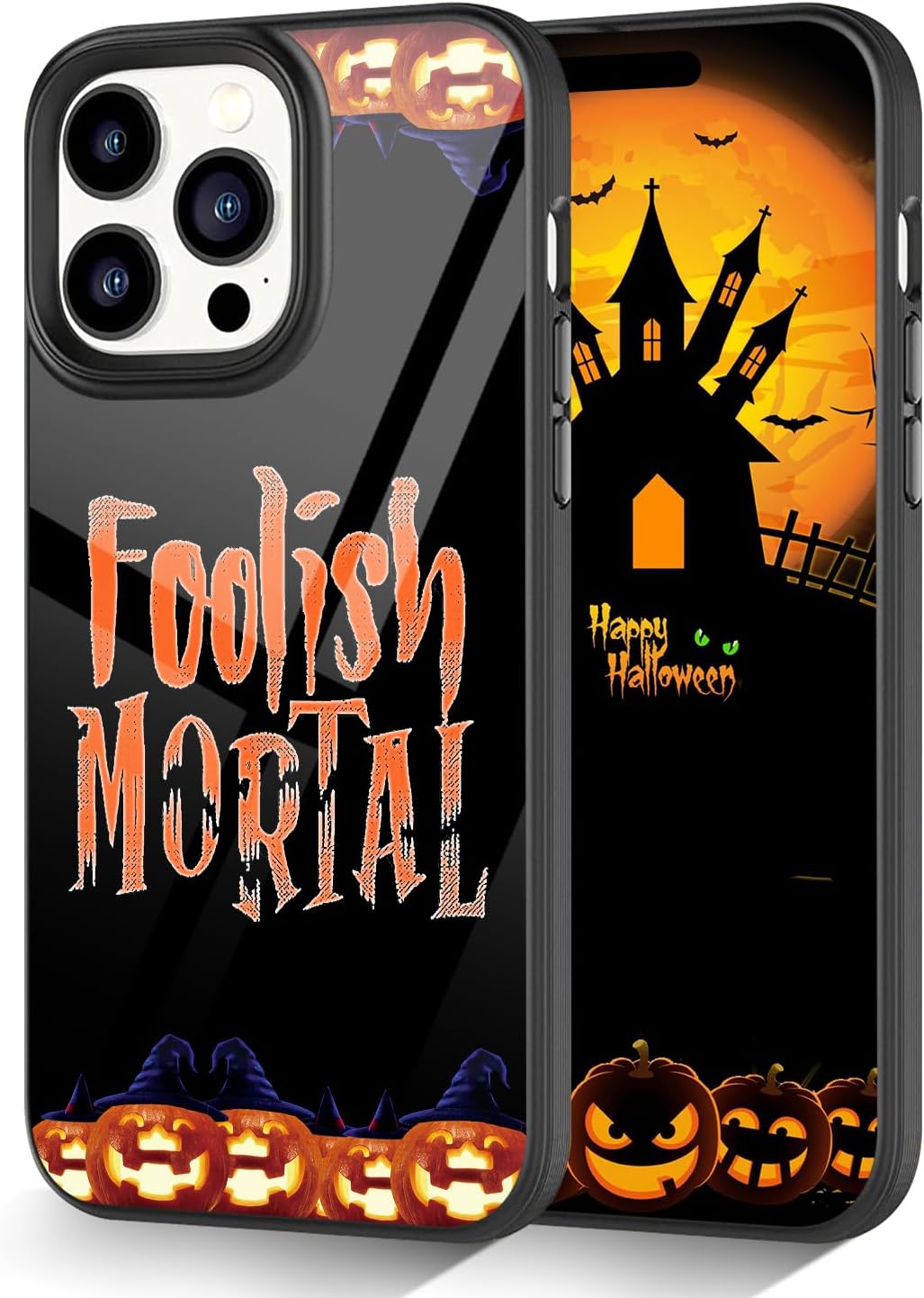 Foolish Mortal Pumpkin Glow in the Dark Halloween Funda para iPhone 15, 14, 13, 12, 11 Pro Max, Mini, Samsung Galaxy S23 S22 S21 S20 FE Ultra Plus