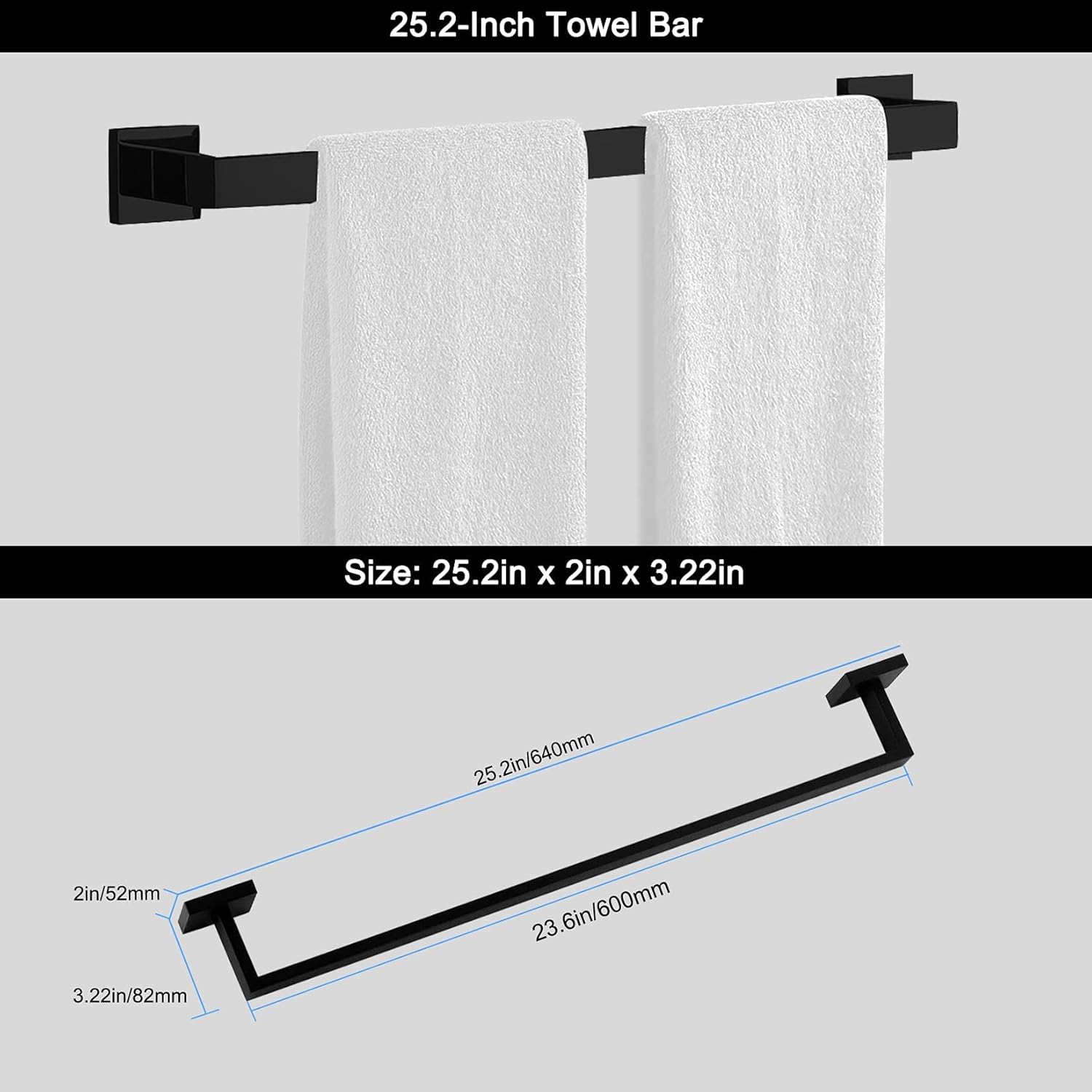 Ralbay Toallero de baño, juego de 5 piezas de accesorios de baño de acero inoxidable de alta calidad, juego de toallero montado en la pared, color