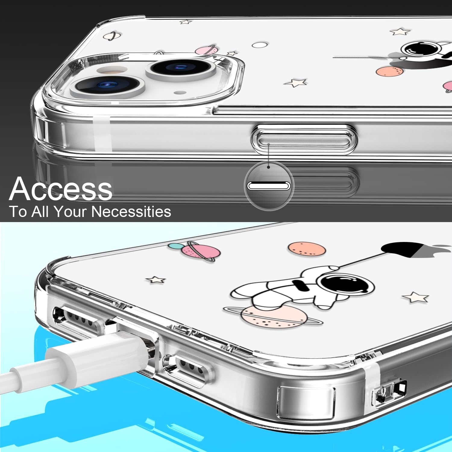 LUHOURI Funda para iPhone 15 con protector de pantalla  Funda duradera transparente  Diseños de moda para mujeres y niñas  Funda protectora delgada