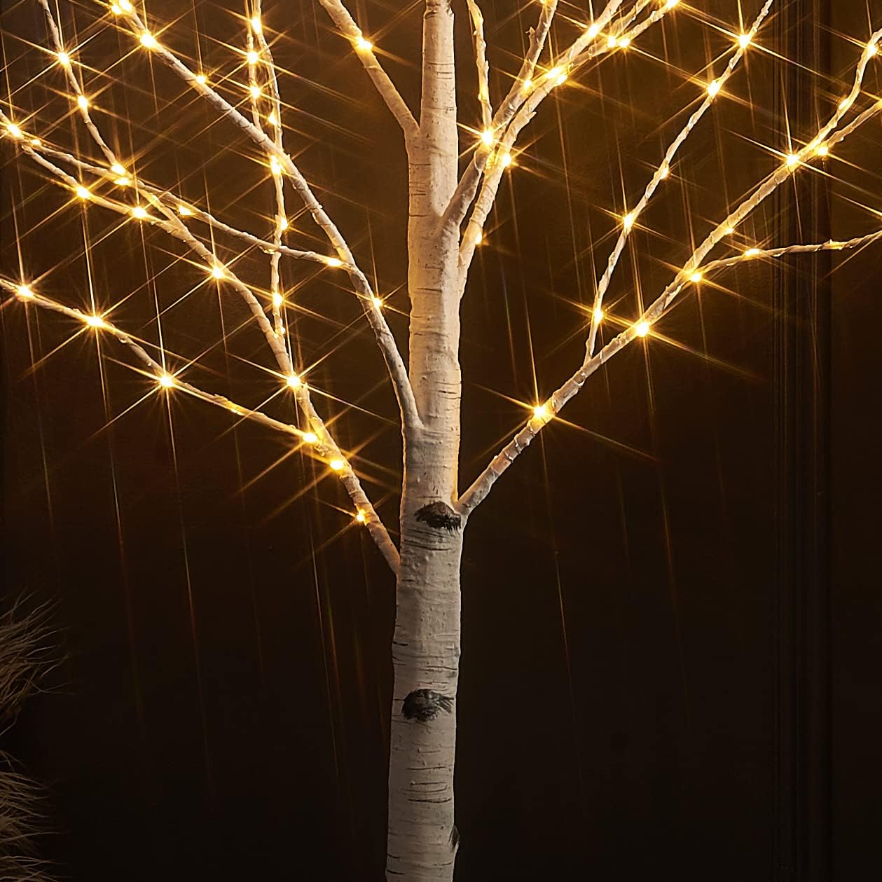 Hairui Árbol de abedul iluminado con luces de hadas de color blanco cálido y multicolor, 8 funciones, 6 pies, árbol sintético con luces para