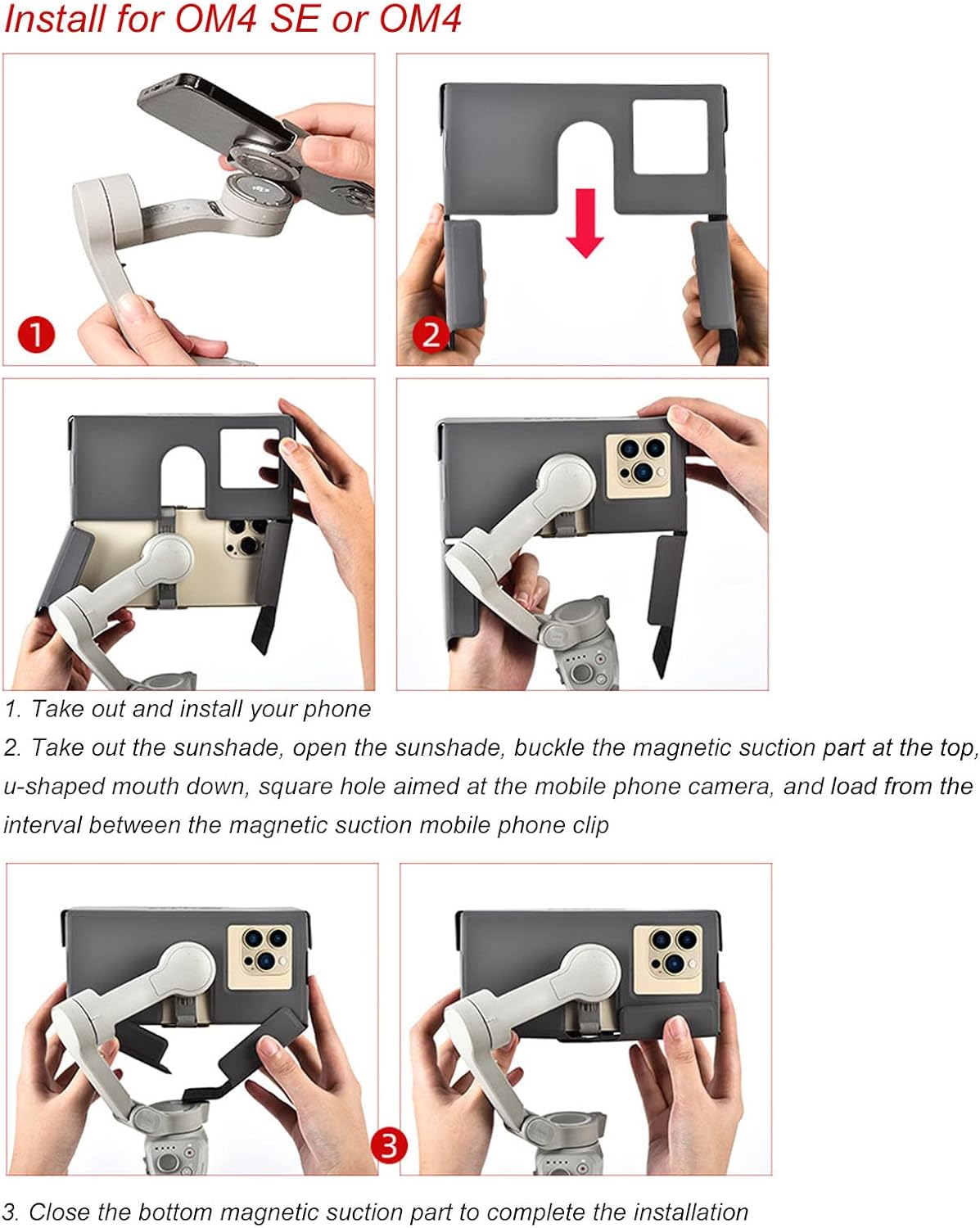 Teléfono móvil Sun Hood para DJI OM5 cardán estabilizador, paraguas portátil del teléfono para DJI OM4 SE