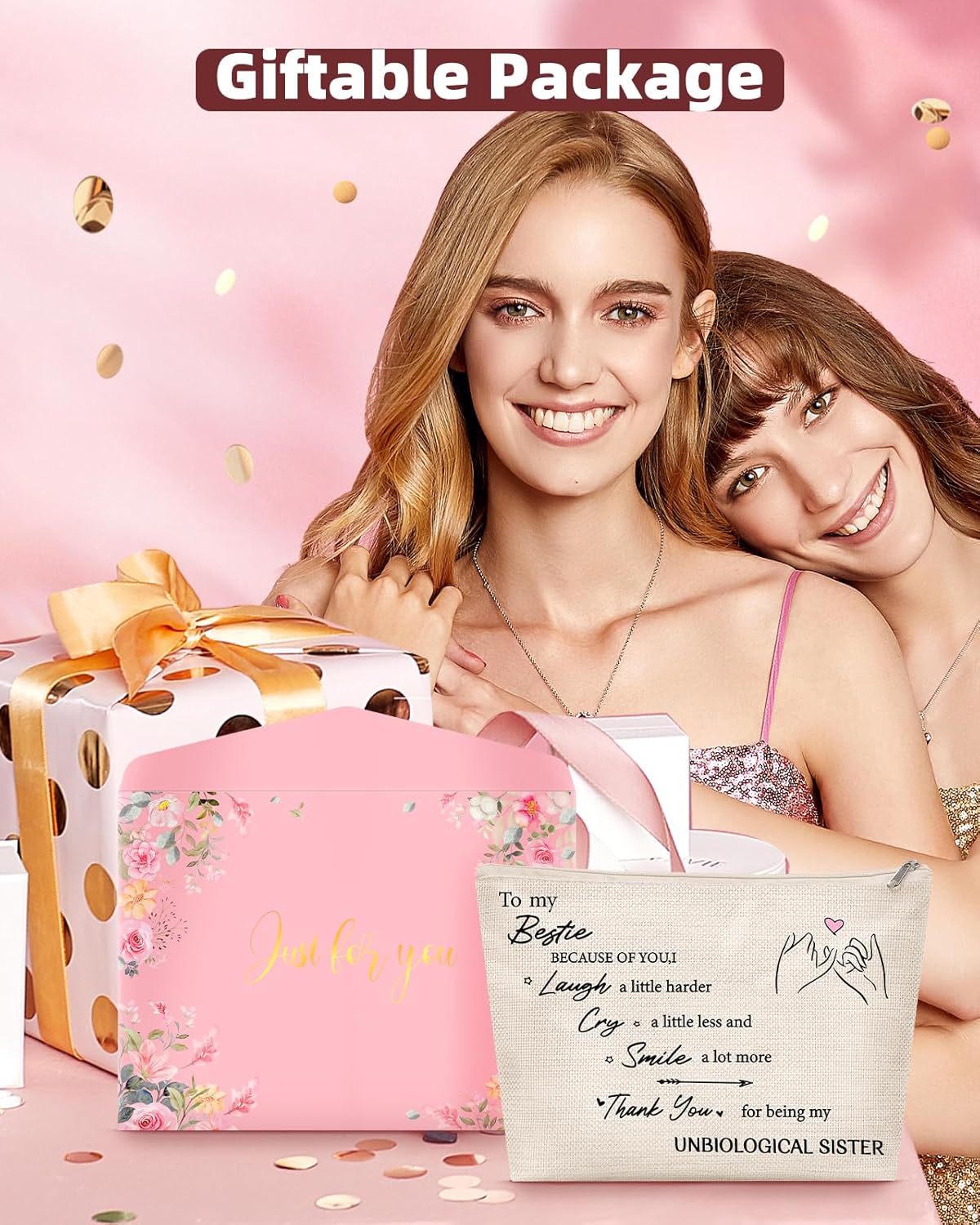 Bolsa organizadora de maquillaje, hecha a mano, ideal para mujeres, mejores amigas, hermanas, recuerdos de viaje, cumpleaños, San Valentín, Pascua,