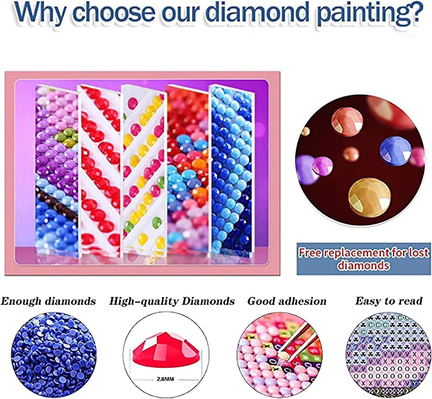 VeGuude Kits de pintura de diamantes para adultos  Paquete de 4 piezas de arte de diamantes 5D con diamantes de taladro completo, pinturas con