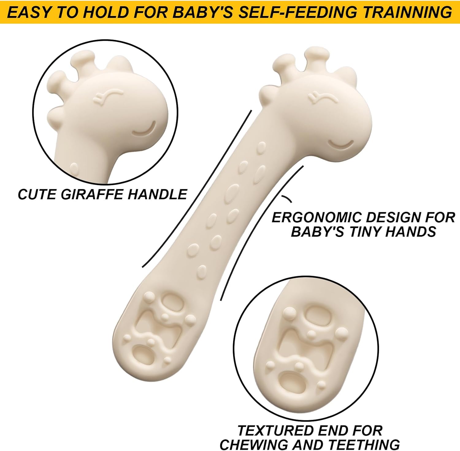 Cucharas para bebé, cucharas de destete LED para la etapa 1 + etapa 2, cucharas para niños pequeños con gomas de punta suave, 2 cucharas de silicona