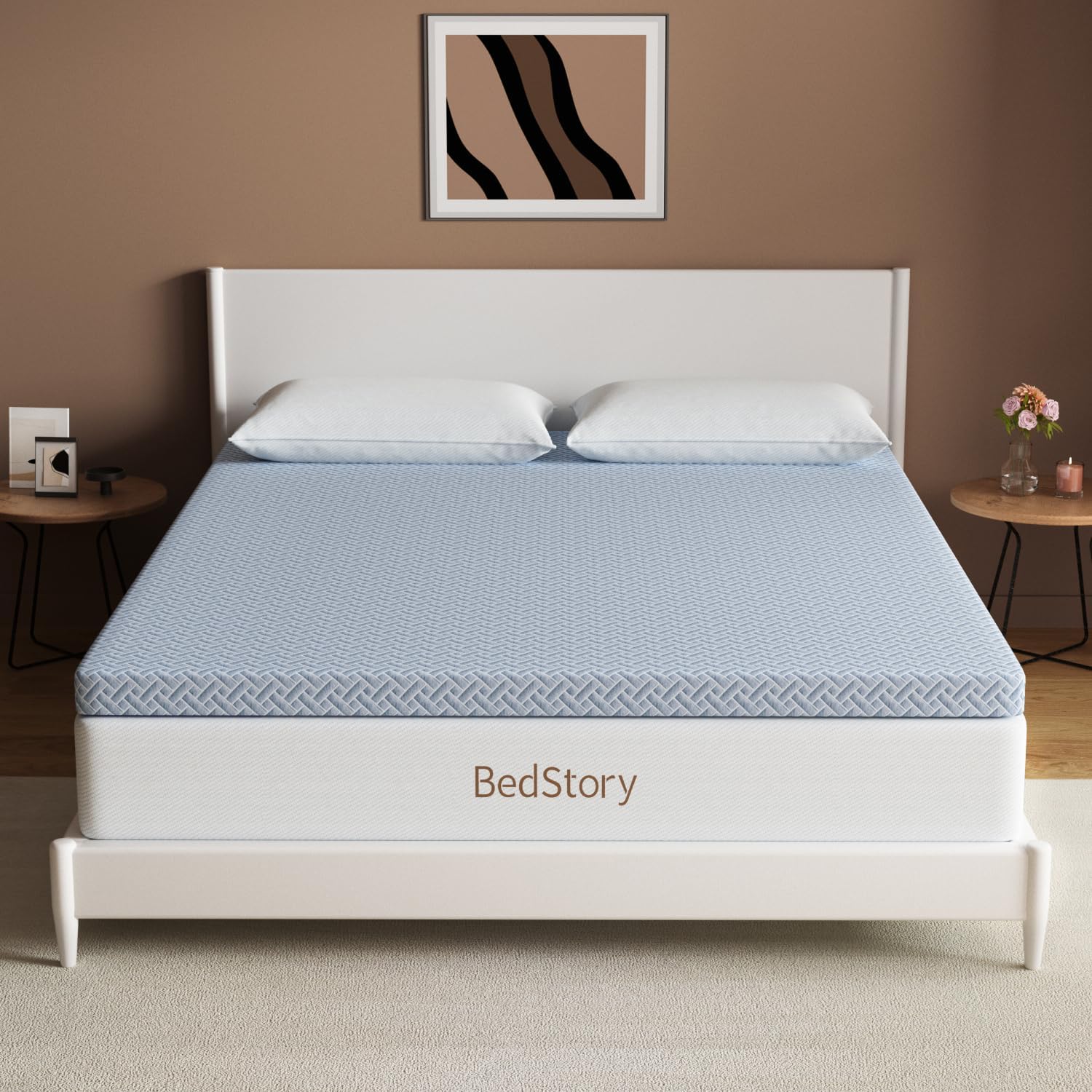 BedStory Cubrecolchón de espuma viscoelástica, tamaño King, 3 pulgadas, de espuma viscoelástica de gel suave, con funda extraíble, certificado