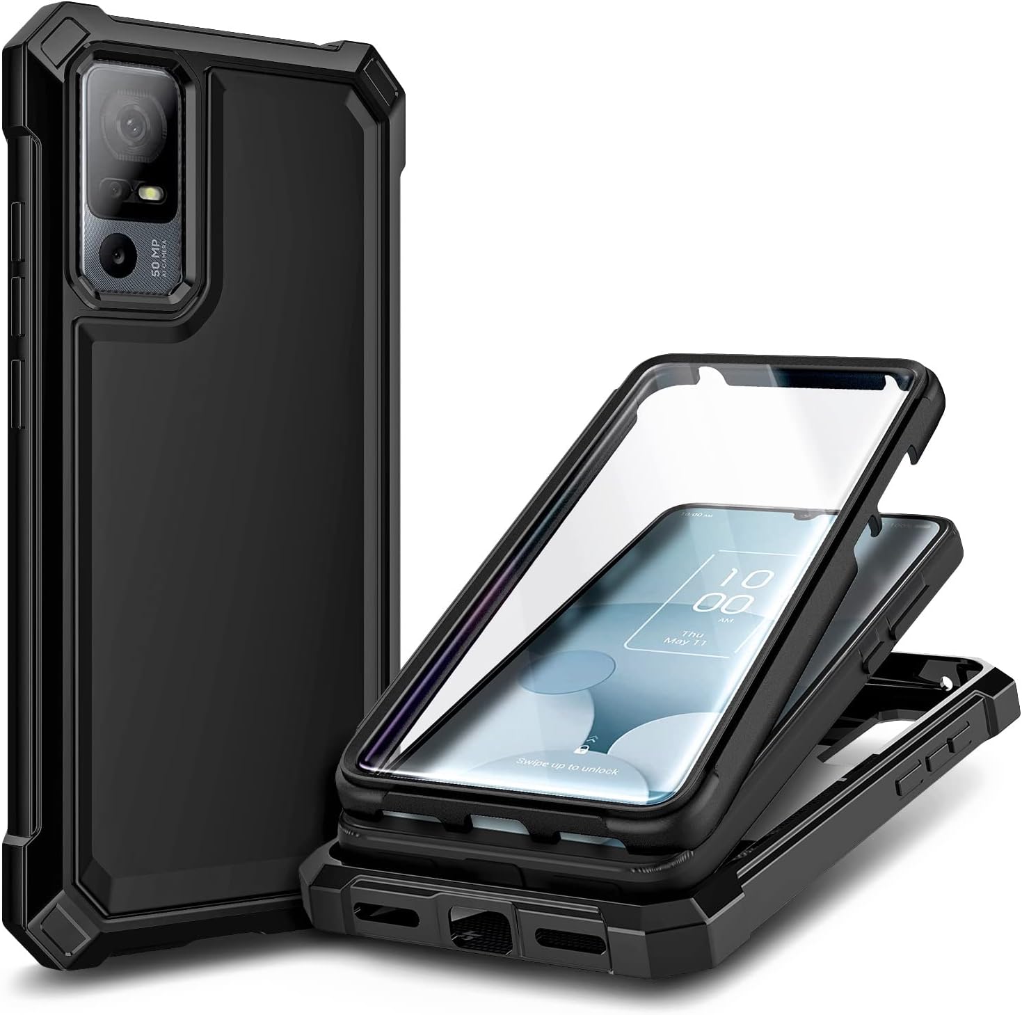NZND Funda compatible con TCL 40 XE 5GTCL 40 X 5G con protector de pantalla incorporado, cubierta protectora de cuerpo completo a prueba de golpes,