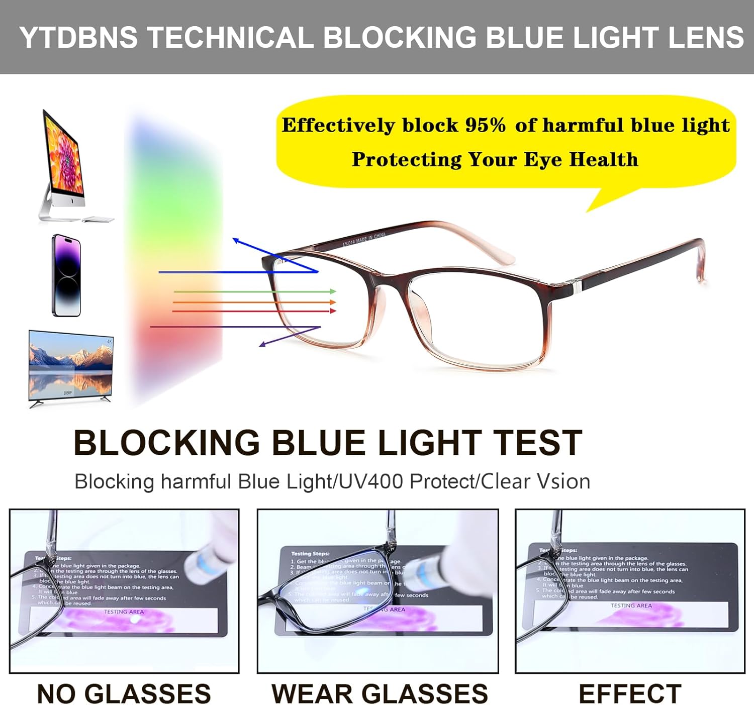 Lentes de lectura con bloqueo de luz azul, paquete de 2 unidades, para lectura de computadora, hombres y mujeres, bisagra de resorte (negro, té), 3.5