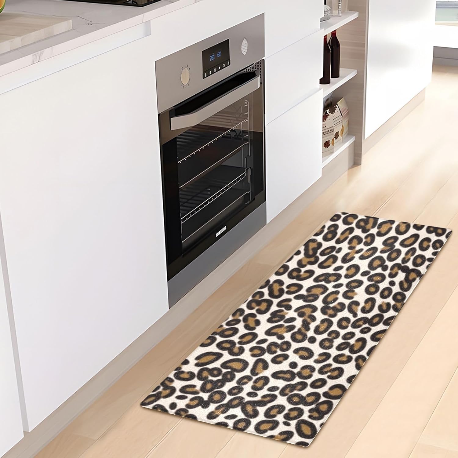Alfombra de baño absorbente con patrón de leopardo, cómoda alfombra antideslizante, juego de alfombras de baño de felpa duradera, 39 x 20 pulgadas