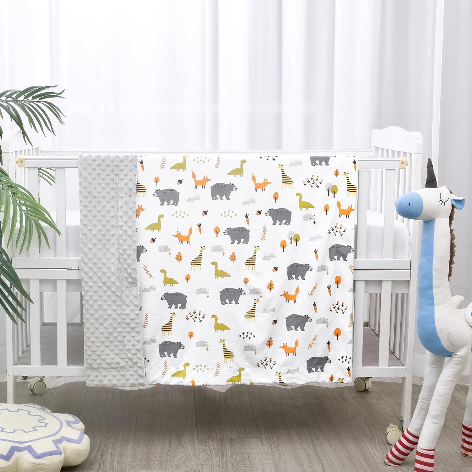 PHF Minky – Manta de bebé para niños y niñas, 40 x 50 pulgadas, manta neutra de doble capa con respaldo de puntos, manta de recepción unisex para