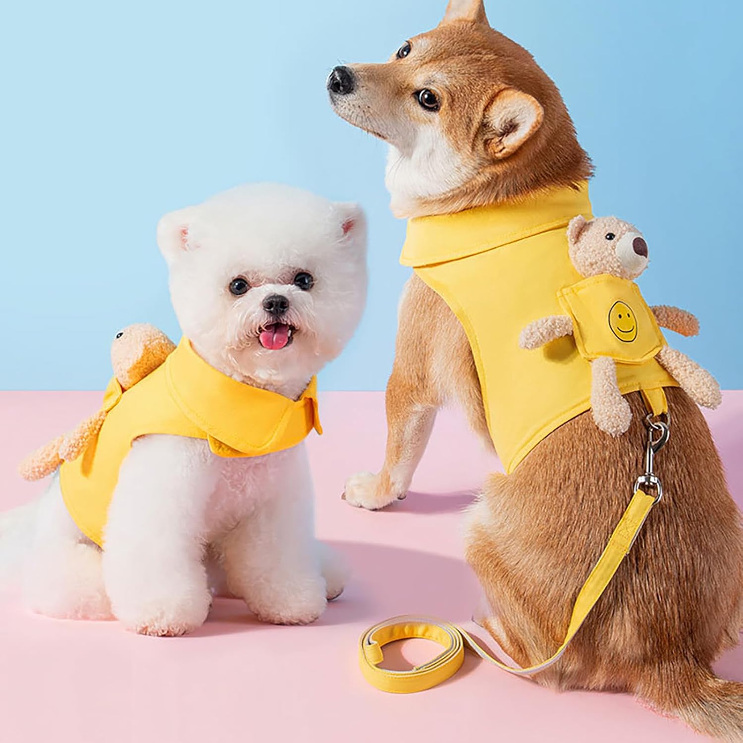 Juego de arnés y correa para perro pequeño, cómodo y duradero para caminar (rosa, S)