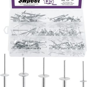 Swpeet Kit de remaches ciegos de aluminio de brida grande de 316 x 38 pulgadas  12 pulgadas  58 pulgadas  34 pulgadas  1 pulgada, remaches pop Swpeet Kit de remaches ciegos de aluminio de brida grande de 316 x 38 pulgadas  12 pulgadas  58 pulgadas  34 pulgadas  1 pulgada, remaches pop