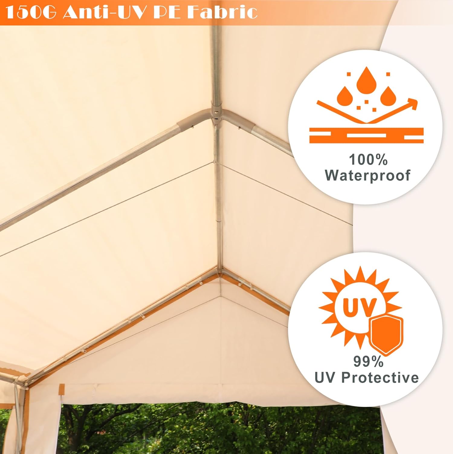 Sophia & William Carport – Tienda de campaña resistente de 10 x 20 pies, refugio de garaje portátil con 4 cables de acero reforzados, marco de acero