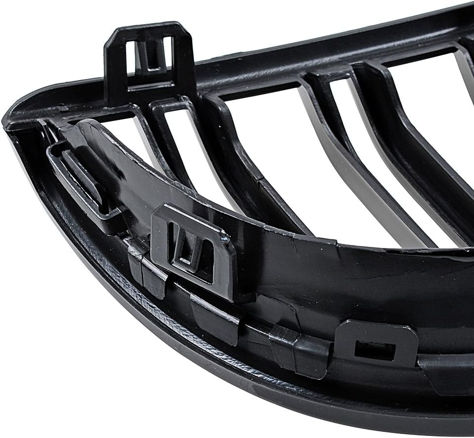 AMOPA CORP 2X – Rejilla de riñón para capó delantero, color negro brillante, doble línea, compatible con BMW E90 E91 Pre-Facelift