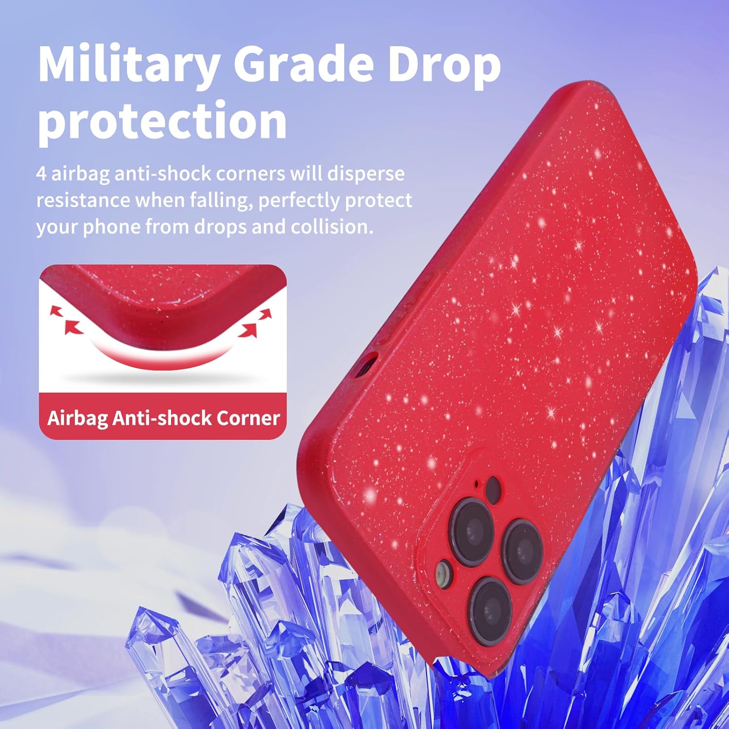 Funda para iPhone 15 Pro Max con purpurina, para iPhone 15 Pro Max, funda de teléfono para mujeres y niñas, funda delgada y suave de silicona