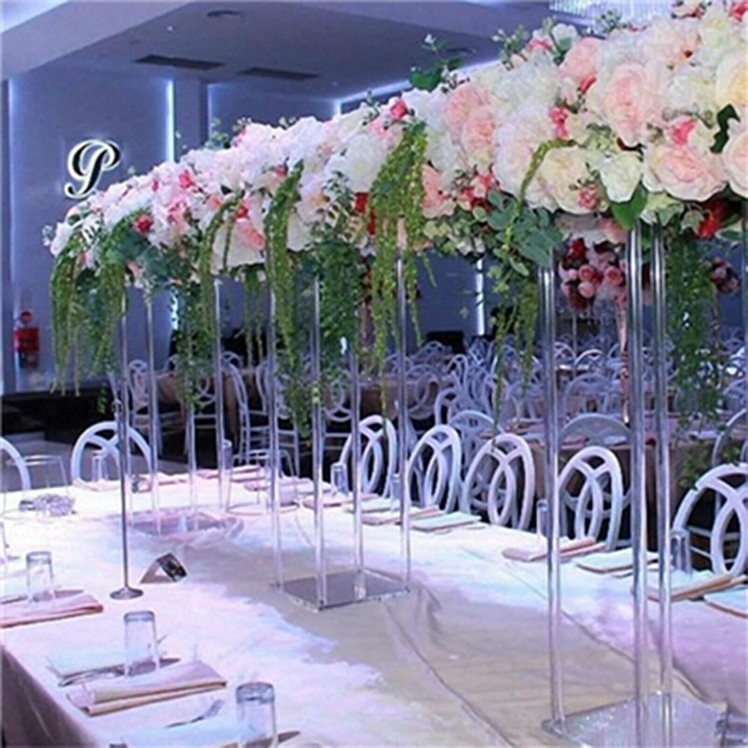 Fetcoi 10 centros de mesa elegantes de acrílico de cristal, centros de mesa de boda para mesas, decoración de boda, jarrón alto moderno, columna,