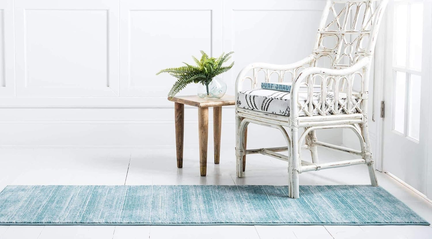 Unique Loom Uptown Collection – Alfombra Madison Avenue (2 pies 2 pulgadas x 6 pies 1 pulgada, turquesamarfil)
