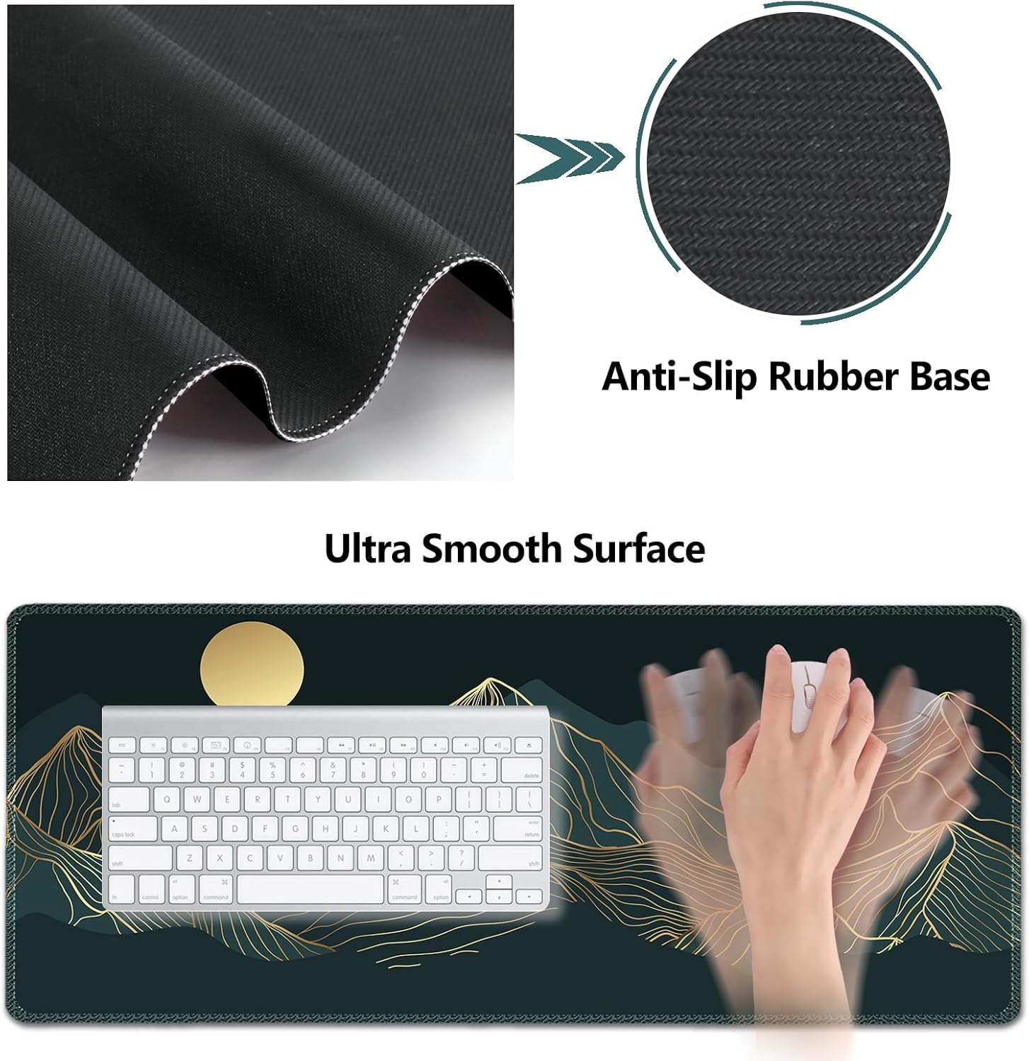AIMSA Juego de reposamuñecas para teclado y mouse, alfombrilla de escritorio extendida + alfombrilla ergonómica para mouse con reposamuñecas +