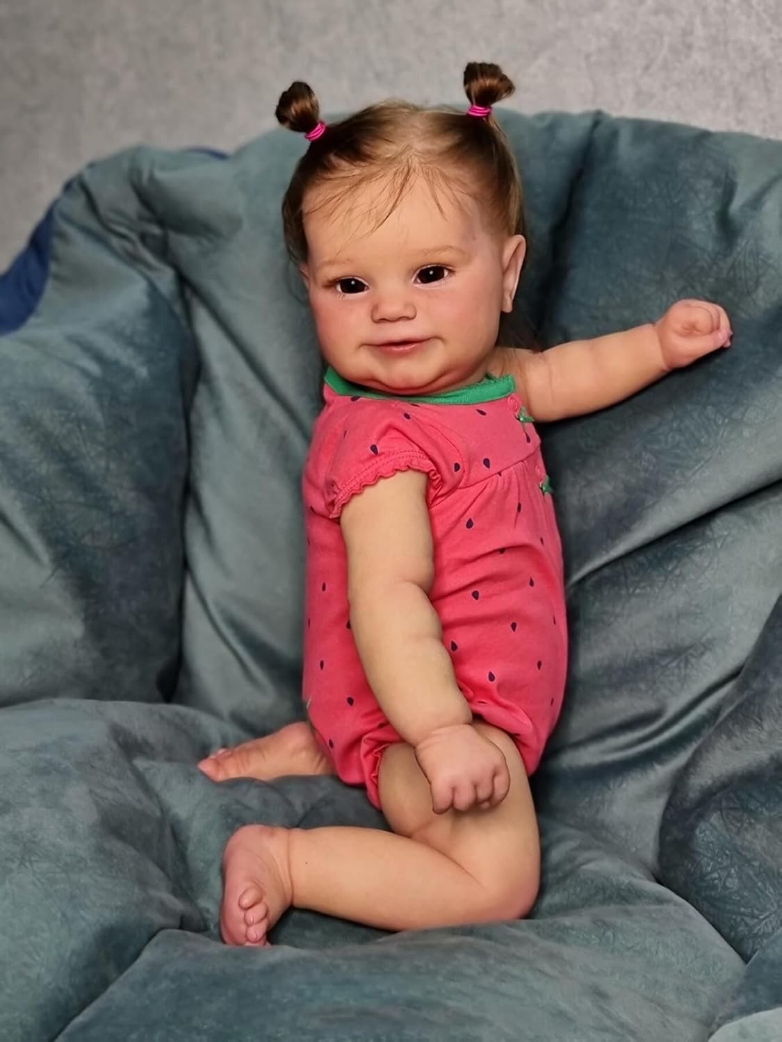 Pinky Reborn Muñeca realista de bebé Reborn de 24 pulgadas, muñeca de silicona para niñas de 3 años en adelante