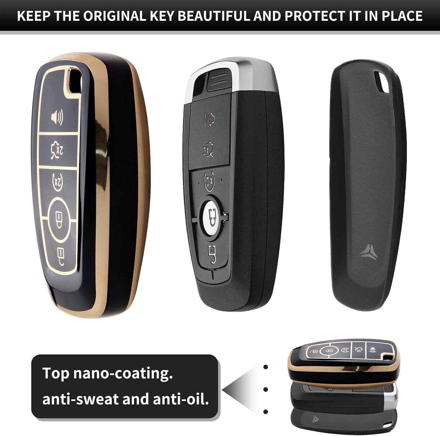 Funda para llavero de pulsera Ford, funda especial de TPU antihuellas, compatible con Explorer Fusion Escape Edge Expedition F150 F250 F350 F450