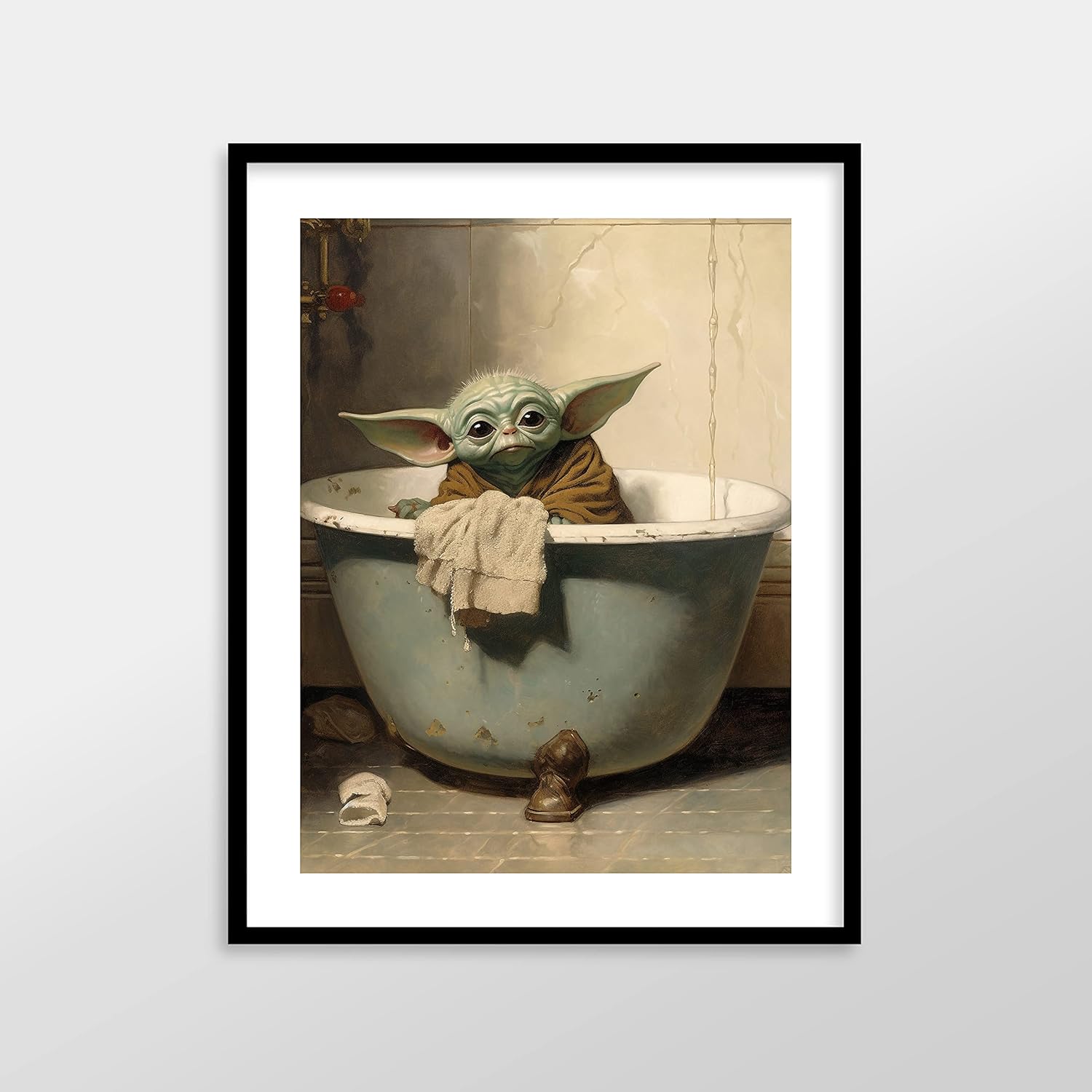 Star Wars Bathroom Décor Art Print – Premium Giclee Fine Art Print – Aesthetic Modern Vintage Painting Style Darth Vader Stormtrooper Yoda Print