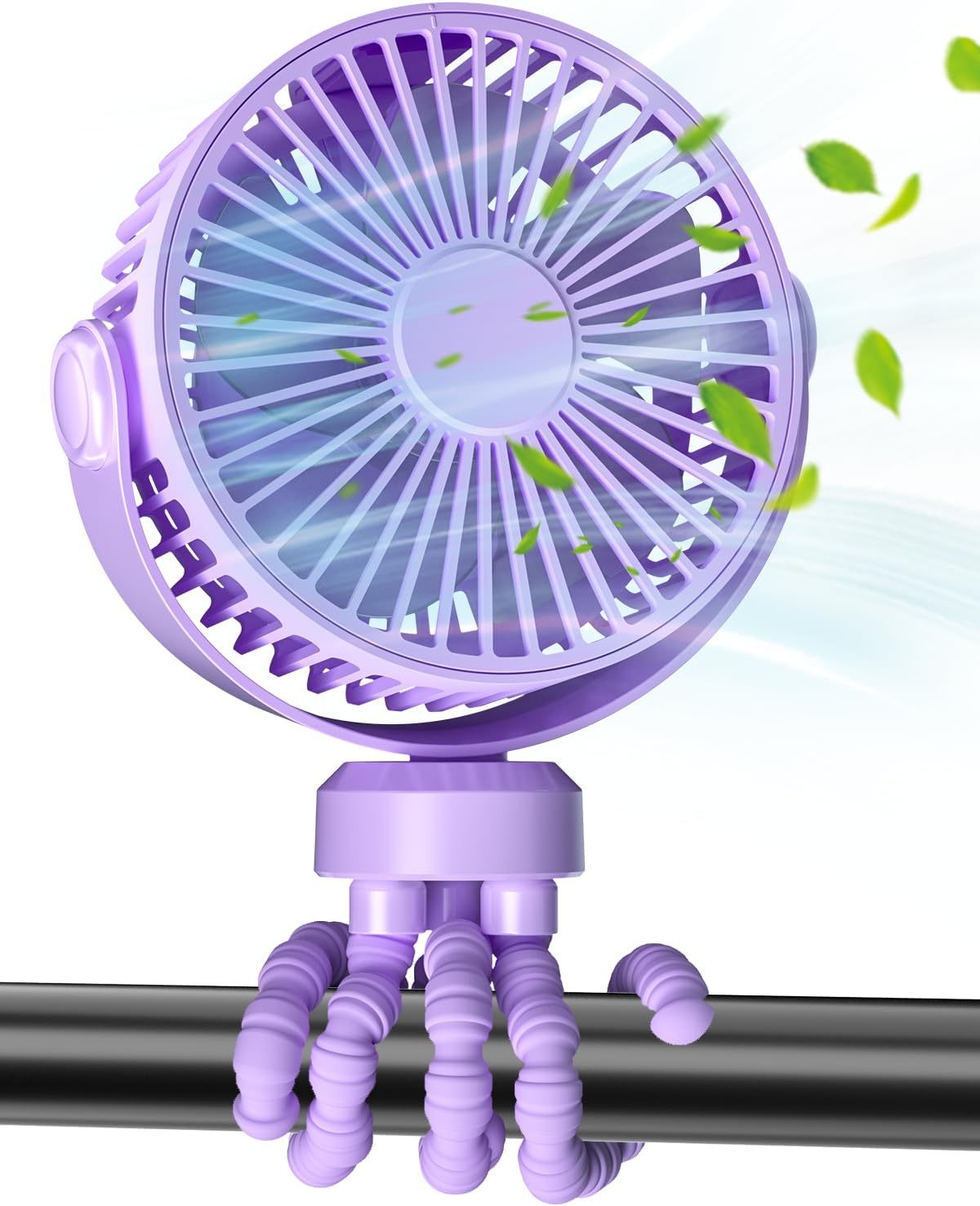 Ventilador de cochecito, ventilador portátil con clip, ventilador portátil con rotación de 360, ventilador de escritorio personal recargable por
