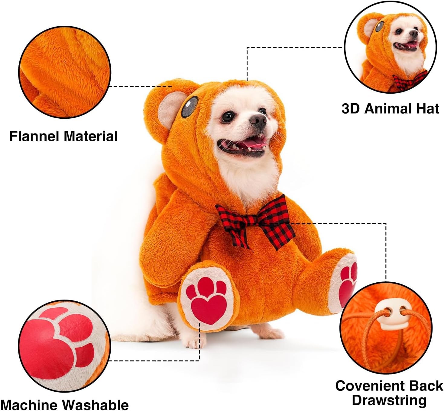Cnorialy Disfraz de perro para mascotas, divertido oso de peluche para perro, ropa de Halloween, Navidad, disfraz de fiesta de cosplay para perros