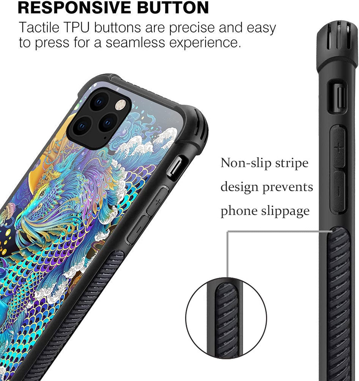 CARLOCA Funda compatible con iPhone 13 Pro Max, diseño gráfico de identidad de dragón arcoíris, a prueba de golpes, antiarañazos, para iPhone 13 Pro