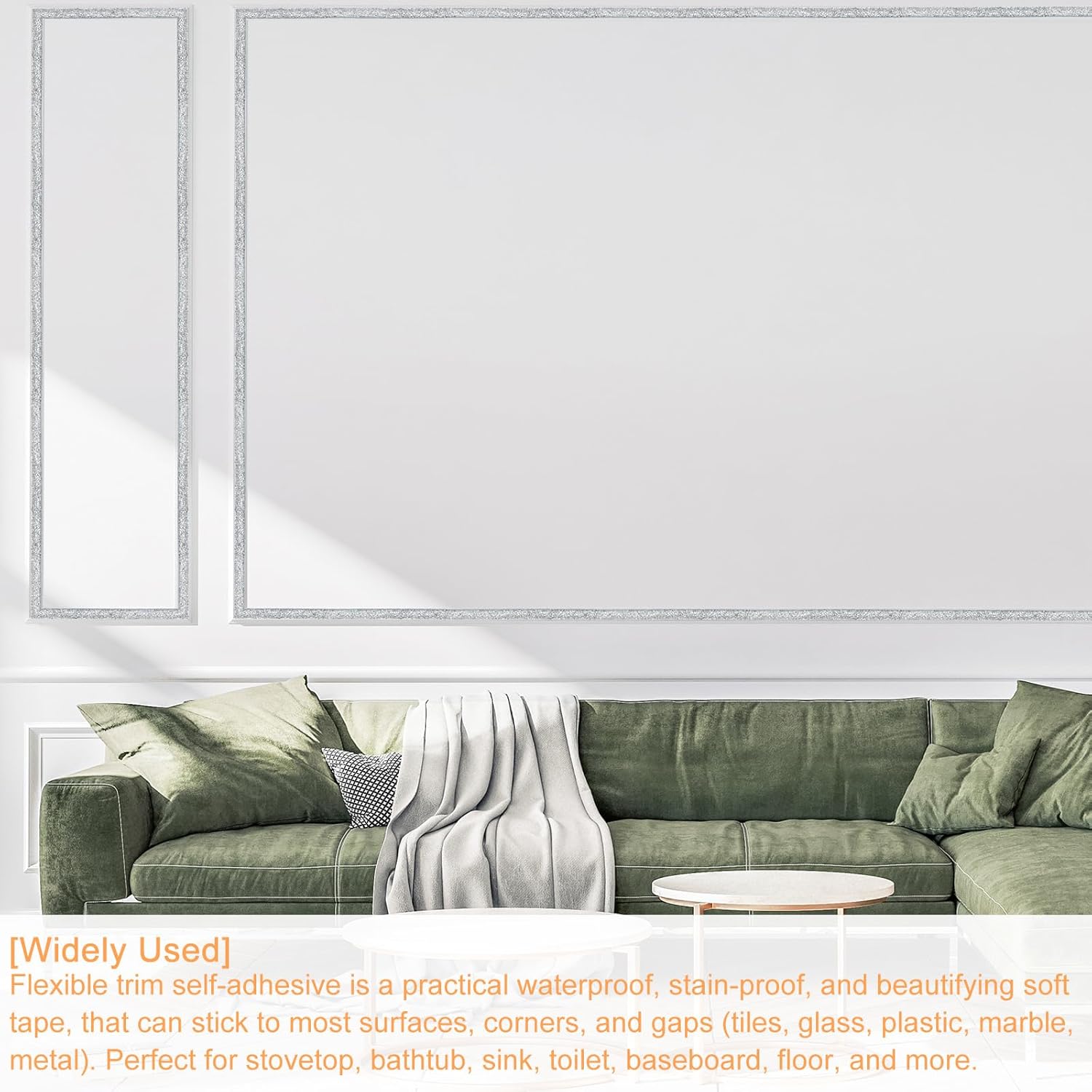 uxcell 2 piezas de moldura flexible autoadhesiva, moldura de techo de 20 pies para despegar y pegar, cinta decorativa de sellado de tira de