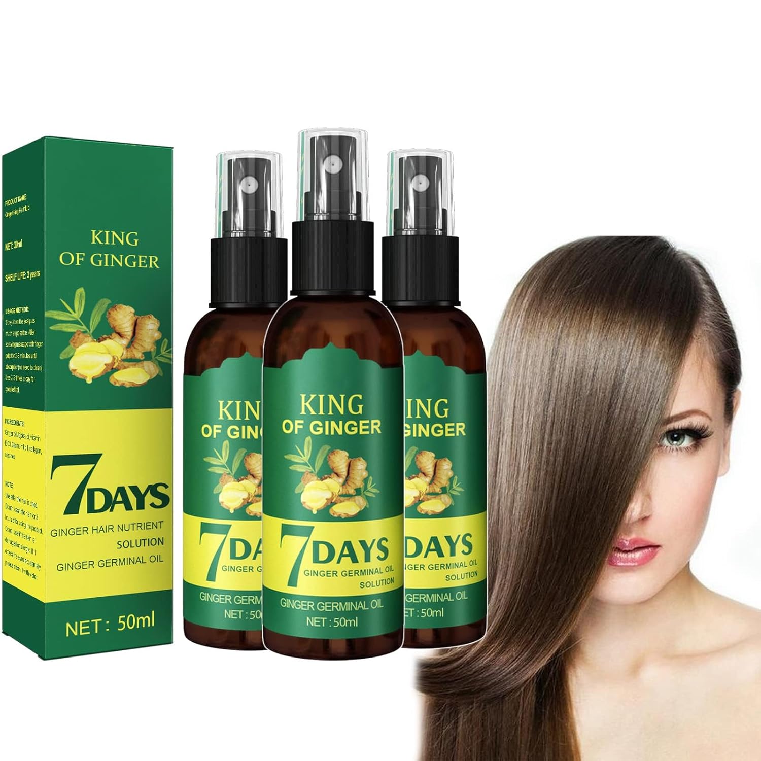Shouga Kingu Aceite de crecimiento del cabello, aceite de jengibre para el crecimiento del cabello, aceite germinal de jengibre 7 días, King of