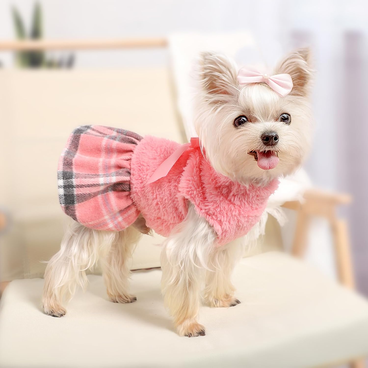 Ropa de invierno para perro, vestidos para cachorros para perros pequeños, vestido de vellón cálido para mascotas, abrigo para perro, abrigo para
