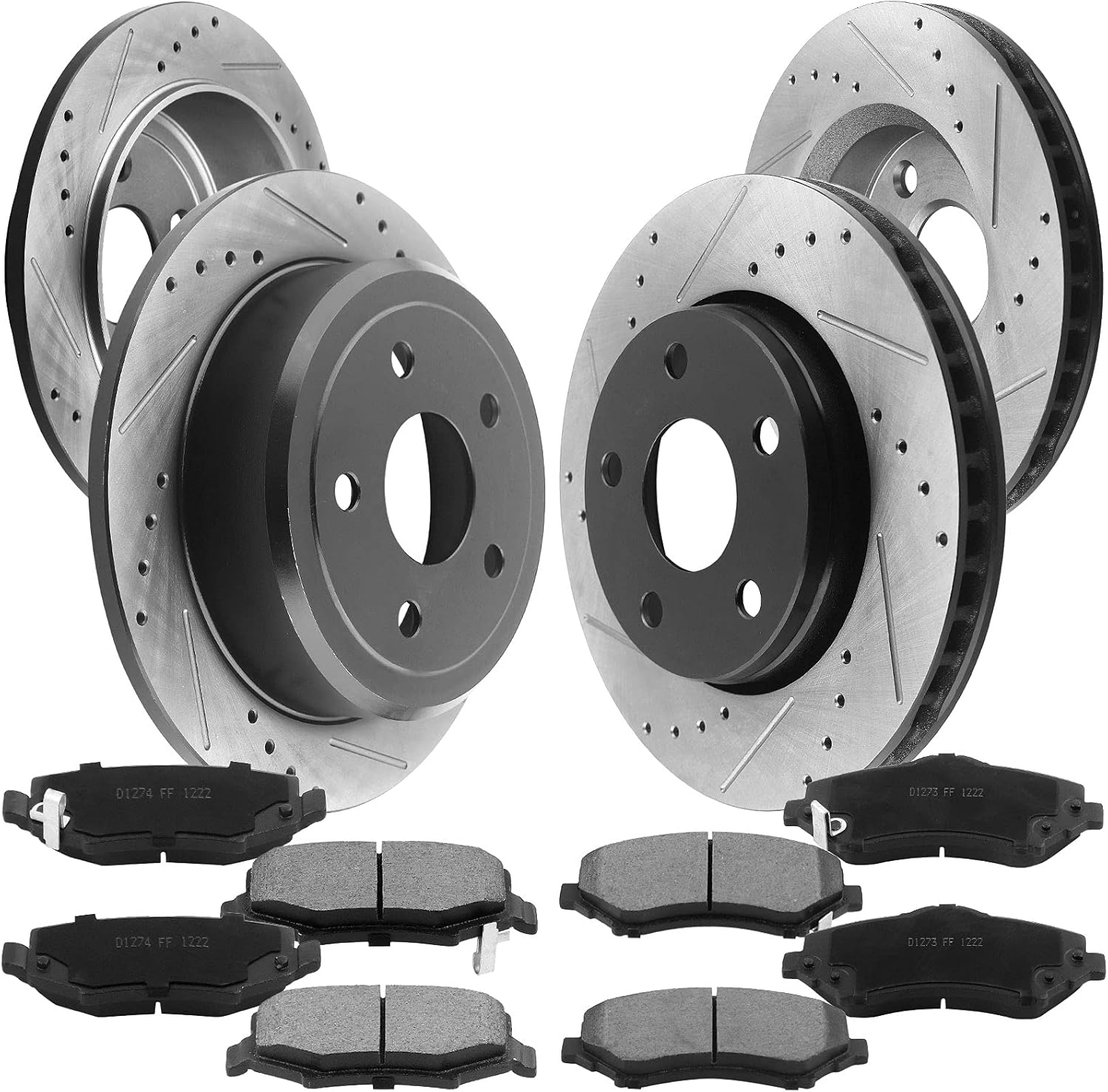 Kit de freno delantero trasero rotores y pastillas de cerámica de repuesto para Jeep Wrangler 2007-2017, Jeep Wrangler Jk 2018 rotor de freno