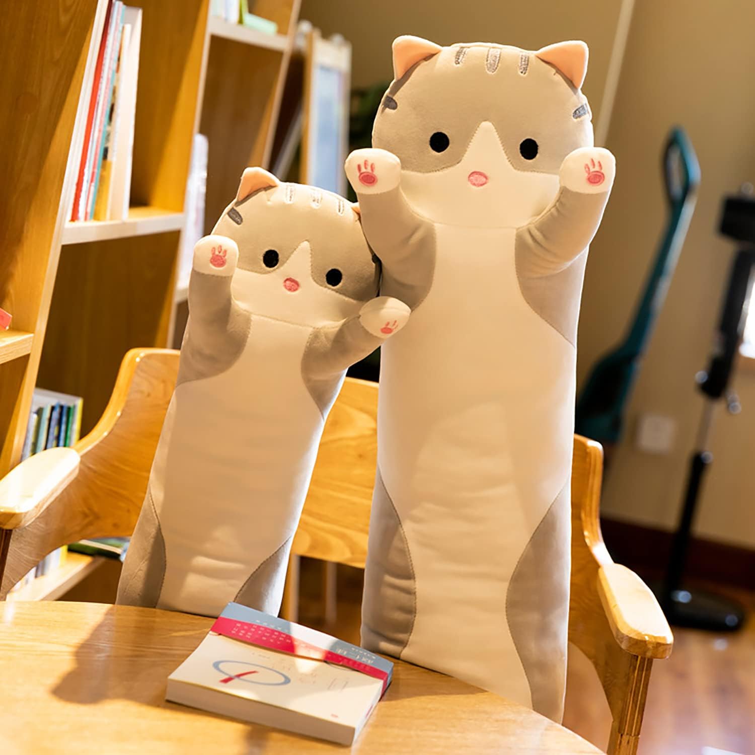 Almohada suave de felpa larga para gatos, almohada de algodón para dormir, almohada de gatito de peluche, regalo para niños y novias (35.4