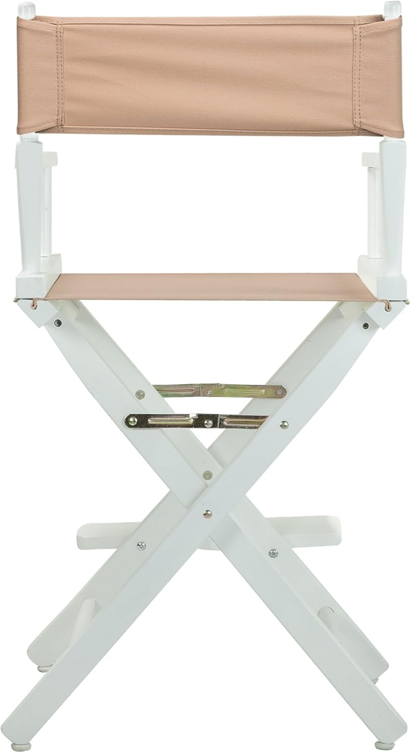 Casual Home – Silla de director de 24.0in, marco blanco con lona bronceada, altura de mostrador