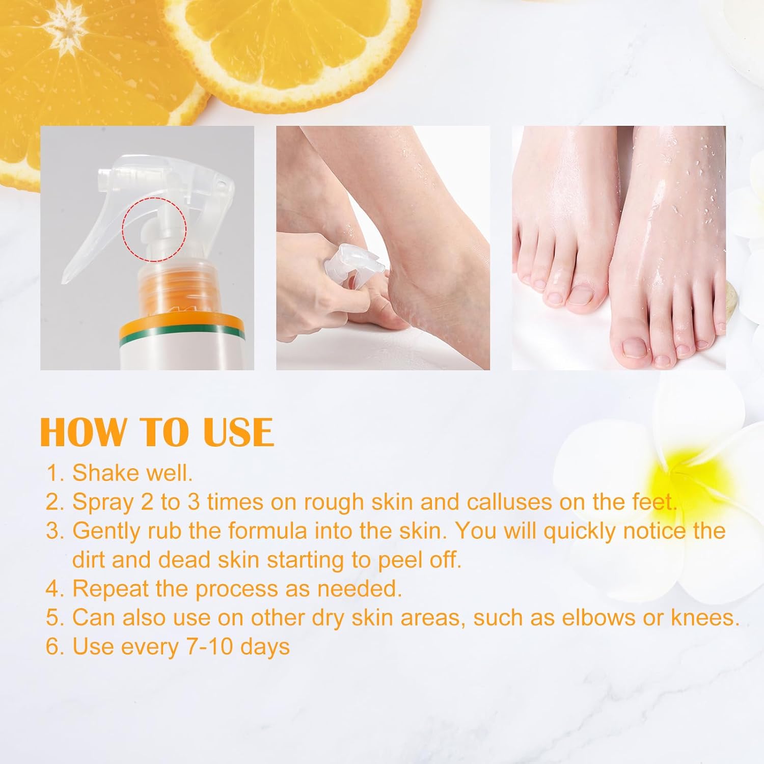 Aceite en aerosol para pelar pies, espray instantáneo para eliminar la piel muerta, exfoliante de piel muerta de pedicura para talones ásperos