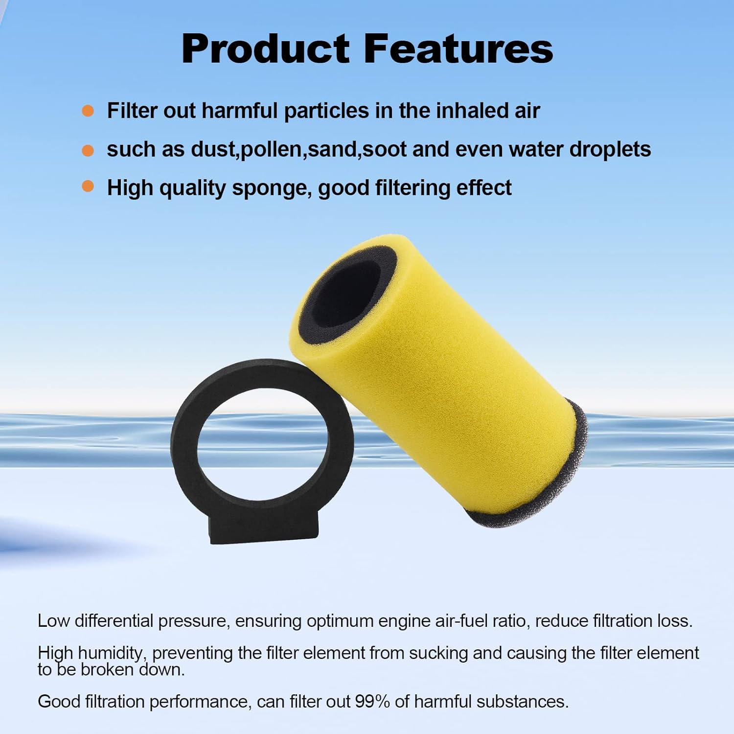 2 filtros de aire 1YW-14451-00-00 compatibles con Yamaha Big Bear 350 Timberwolf 250 YFB250U YFB250FW YFM350U YFM350FW Kodiak 400 YFM400FW Moto-4